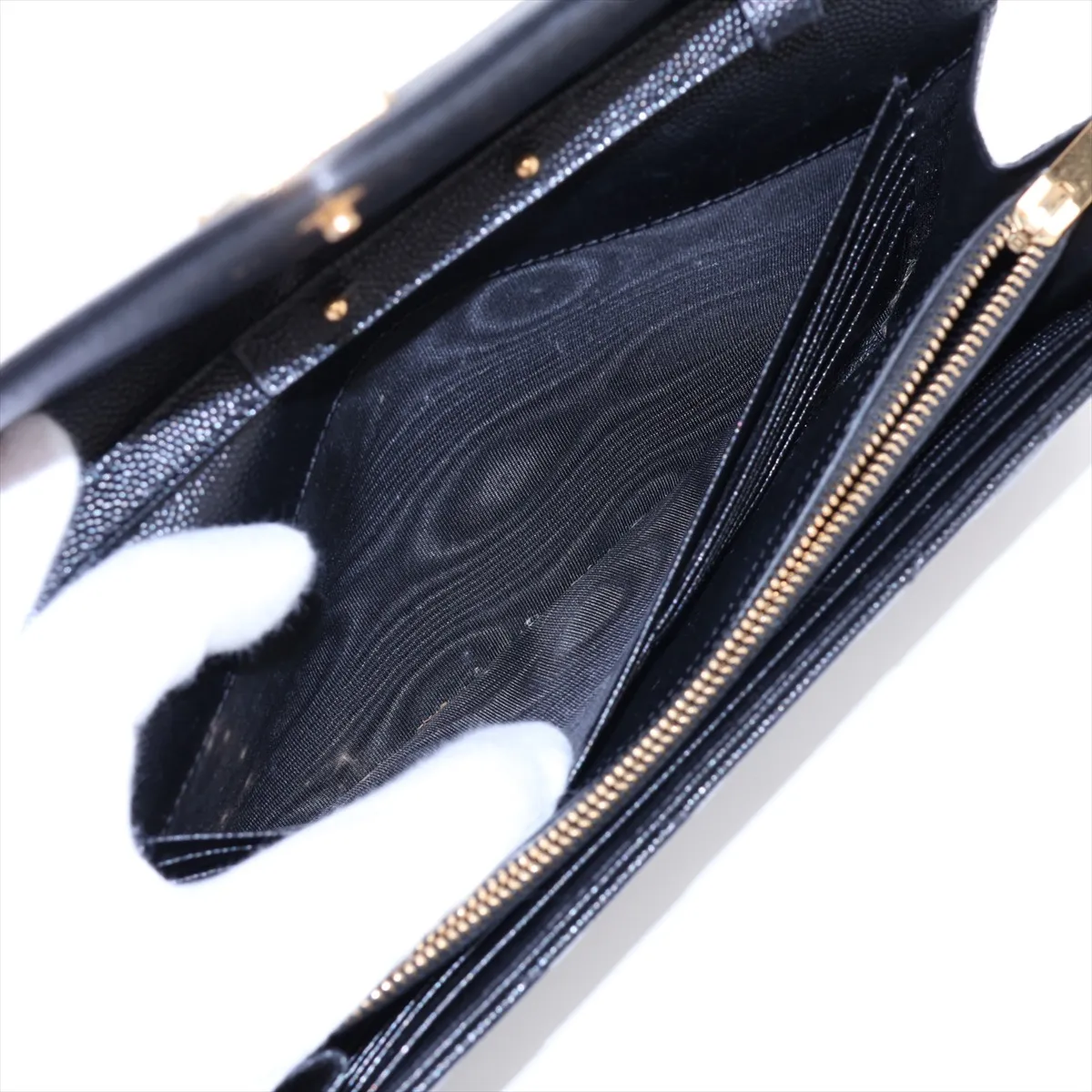 Cassandra Leather Chain Wallet, Black, 377828 — view 9