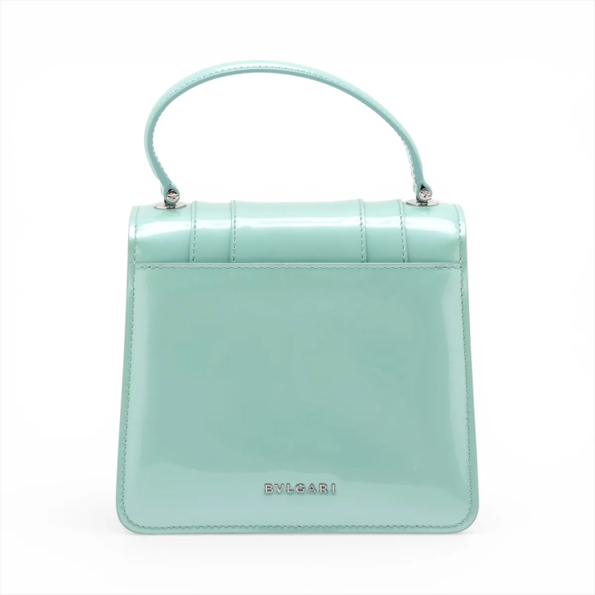 Serpenti Forever Patent Leather 2-Way Handbag, Green, with Mirror — view 2
