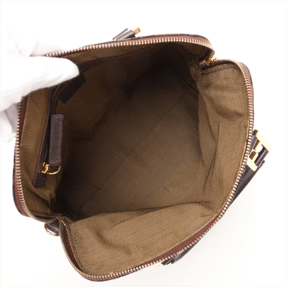 Zucca Canvas x Leather 2-Way Handbag, Brown — view 8
