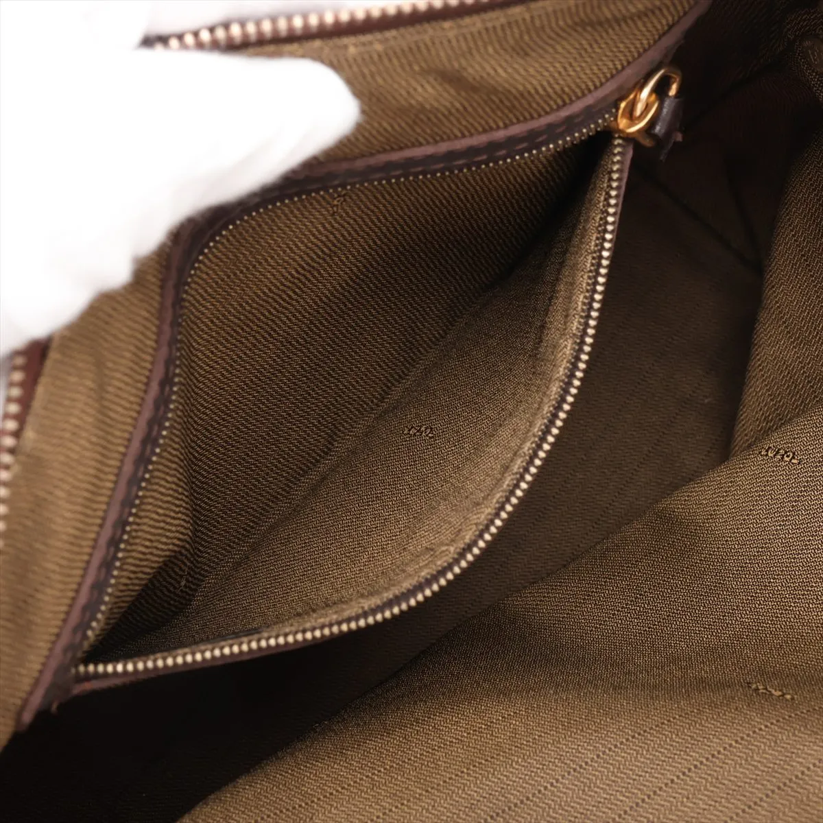 Zucca Canvas x Leather 2-Way Handbag, Brown — view 9