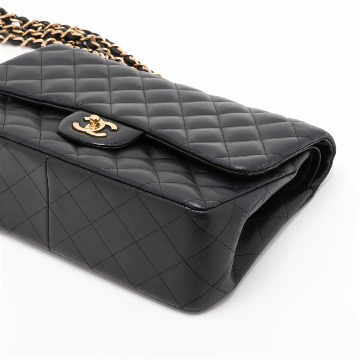 [Individually packaged] Chanel Large Matelassé 30 Lambskin Double Flap Double Chain Bag, Black with Gold Hardware, 15650619, Serial Number 15-series, A58600 — view 3