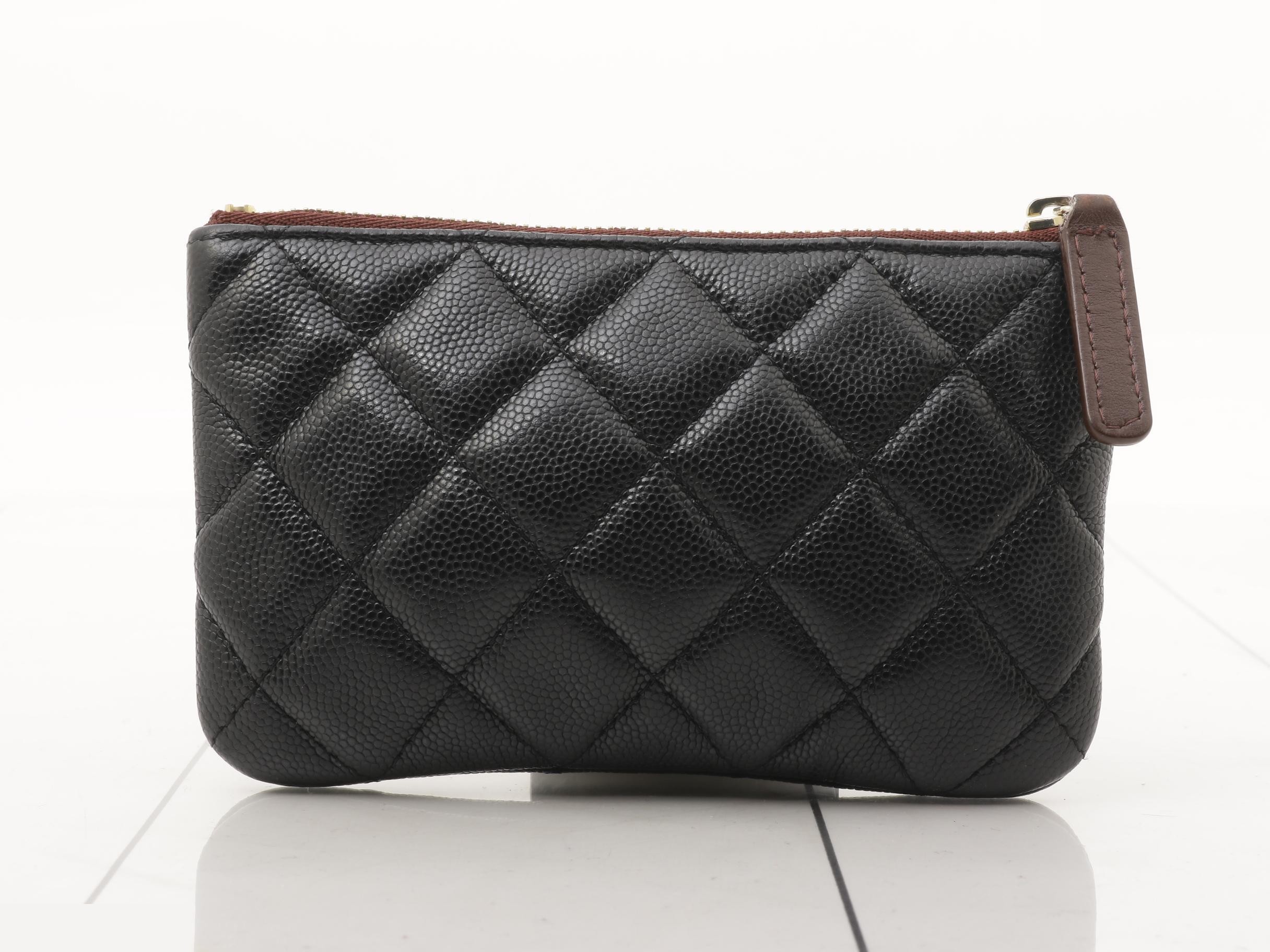 Caviar leather matelassé coin case — view 2