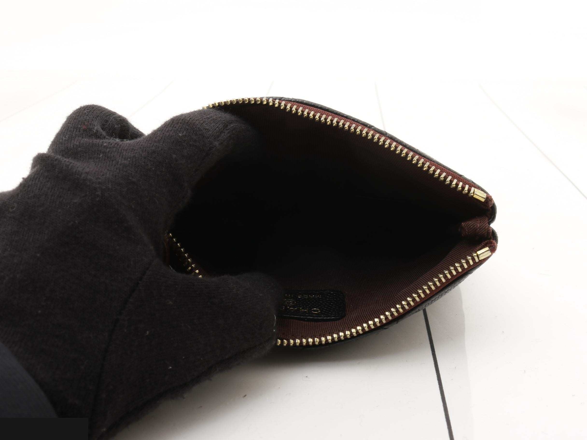 Caviar leather matelassé coin case — view 4