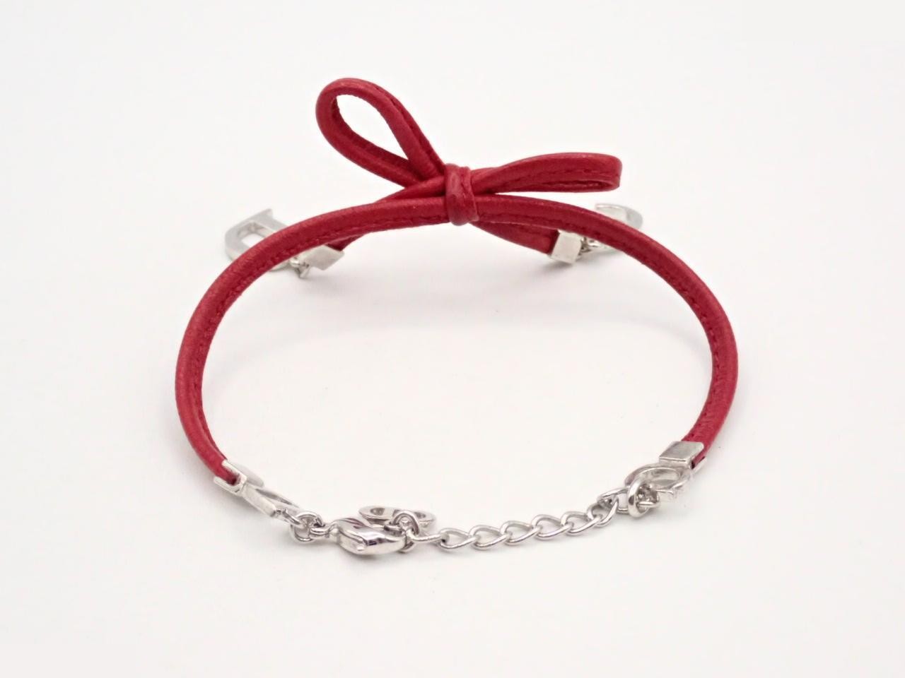bracelet, leather, red, CD, wrist size approximately 21cm — view 2