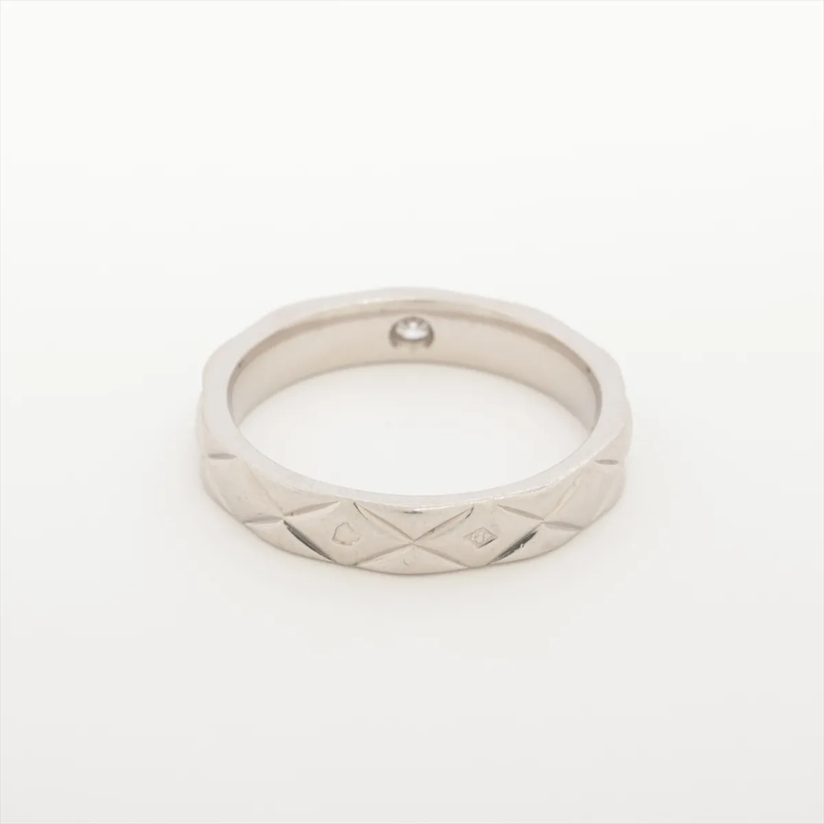 Matelasse 1P Diamond Ring Pt950 5.5g 50 19Q5416 Distortion — view 2