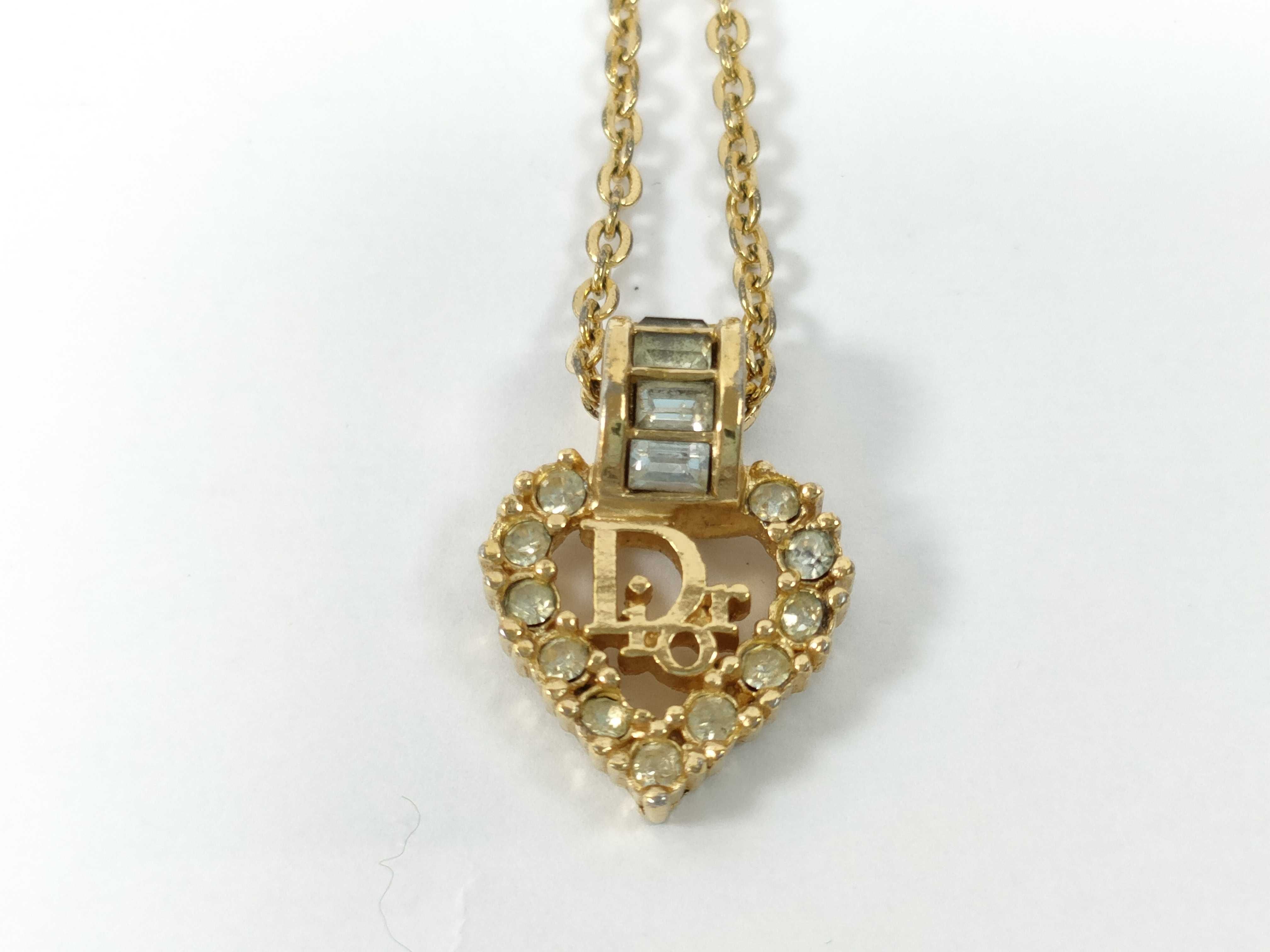 Heart Logo Rhinestone Gold Necklace