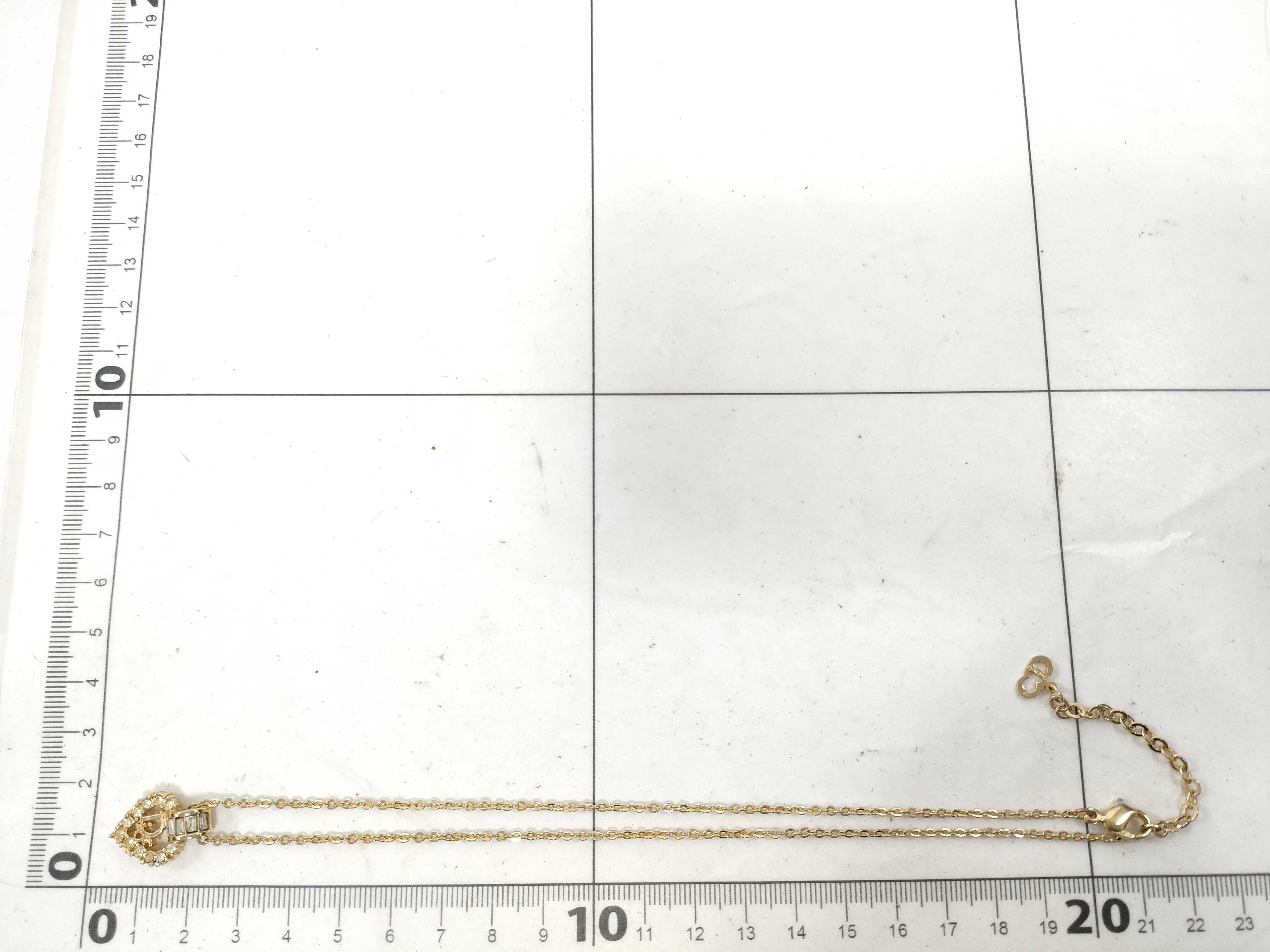 Heart Logo Rhinestone Gold Necklace — view 8