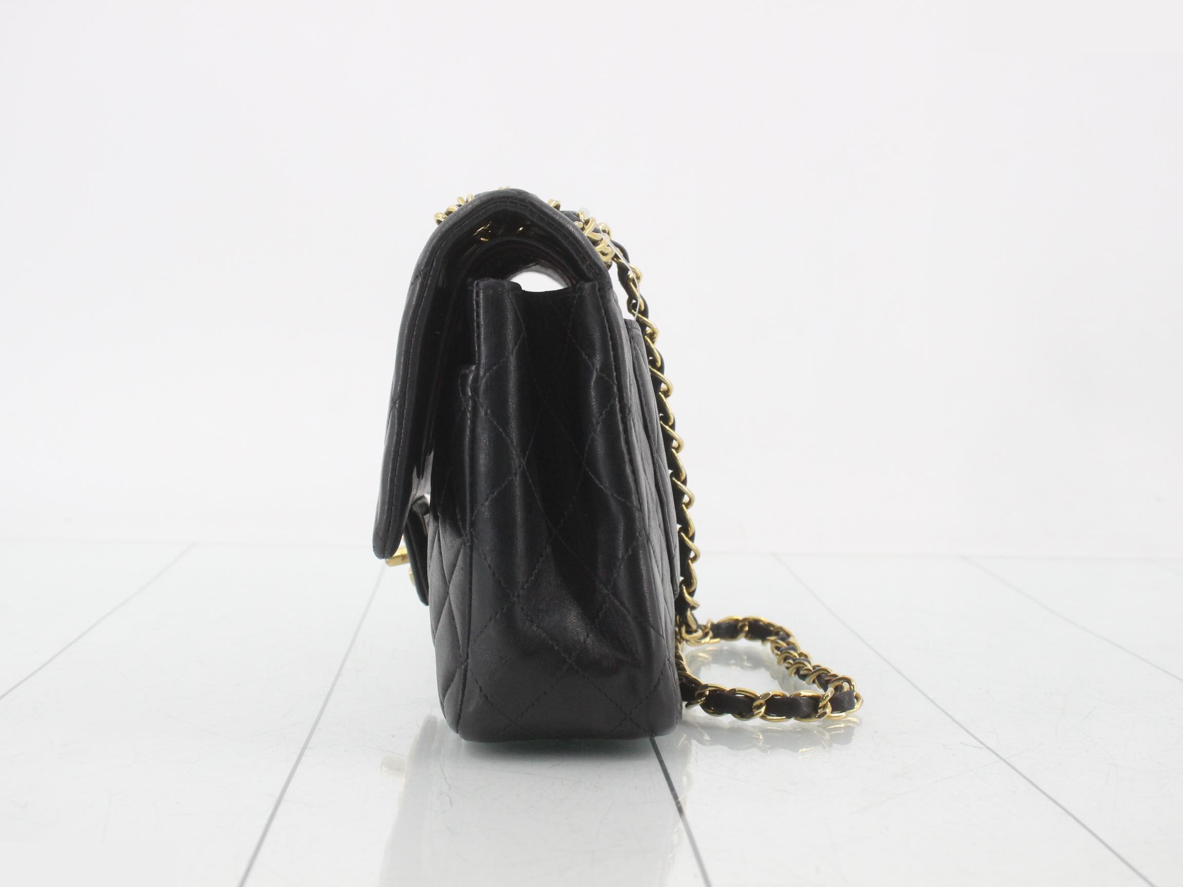 Matelassé Chain Shoulder Bag, Black — view 3