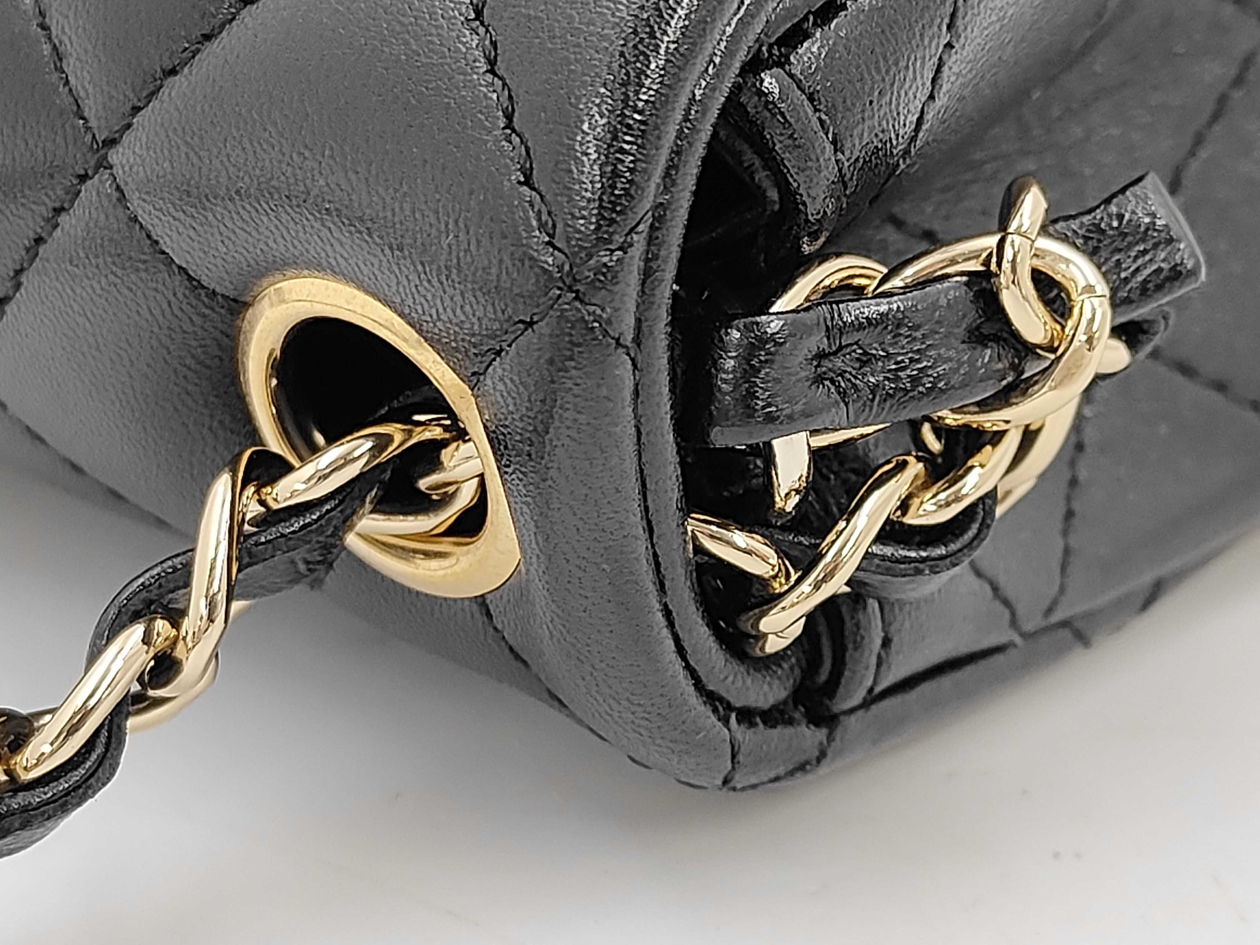 Mini Matelassé Lambskin Black Chain Shoulder Bag — view 5