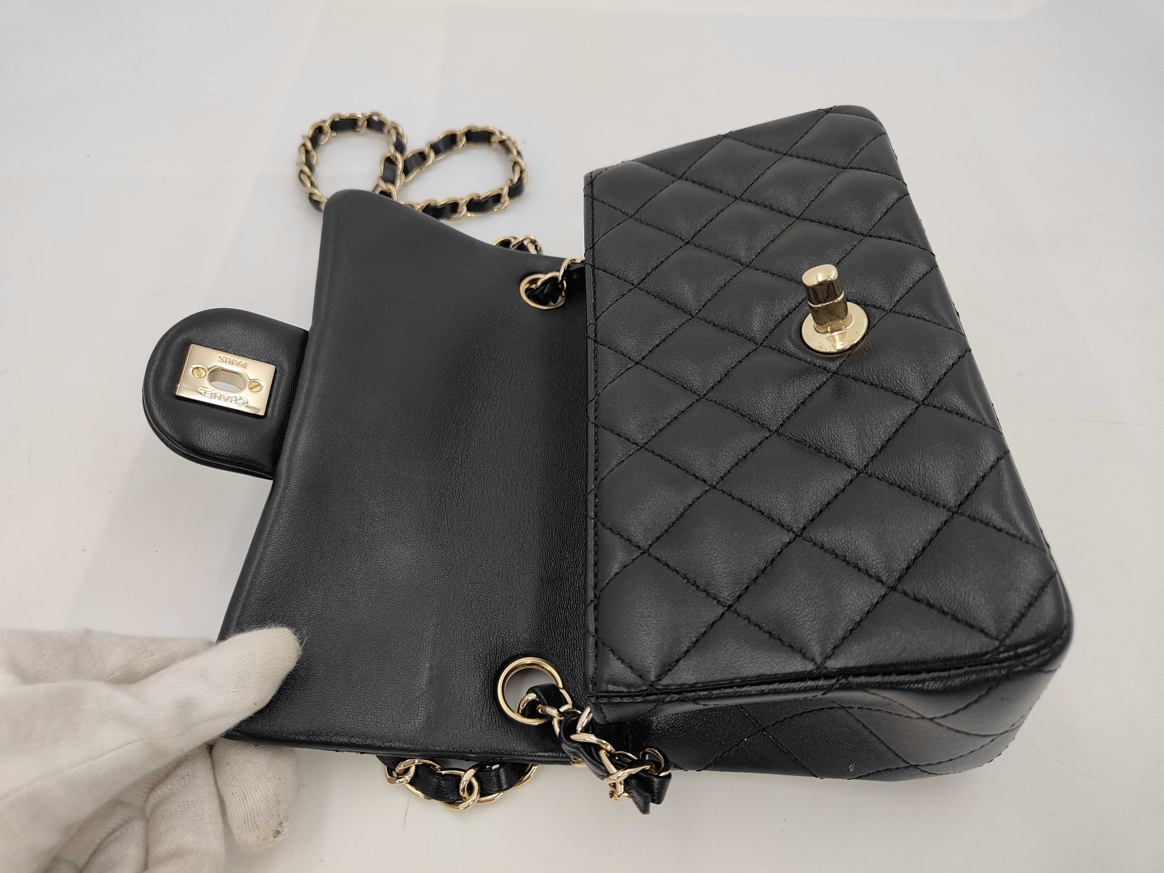 Mini Matelassé Lambskin Black Chain Shoulder Bag — view 8