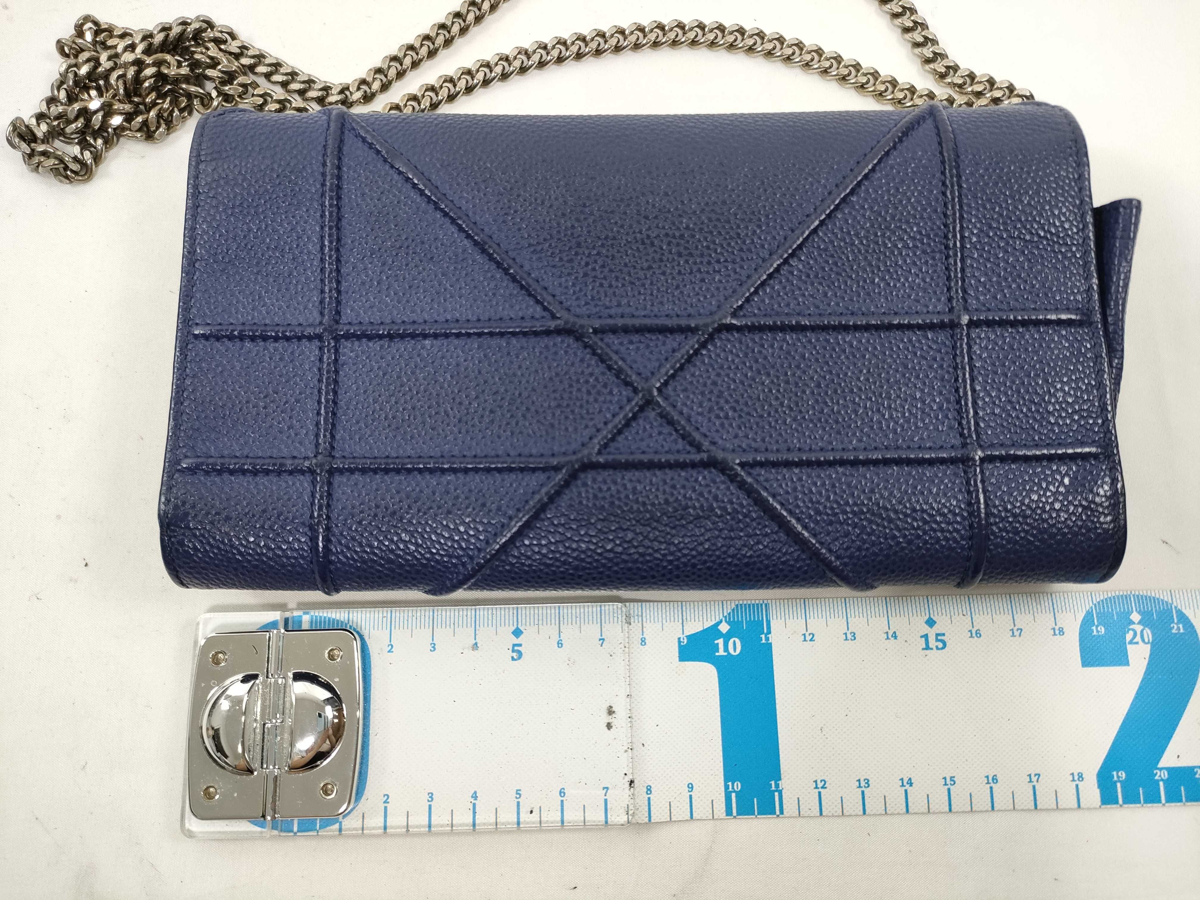 SG-Christian Diorama Leather Chain Wallet Blue Diorama Shoulder Bag — view 2