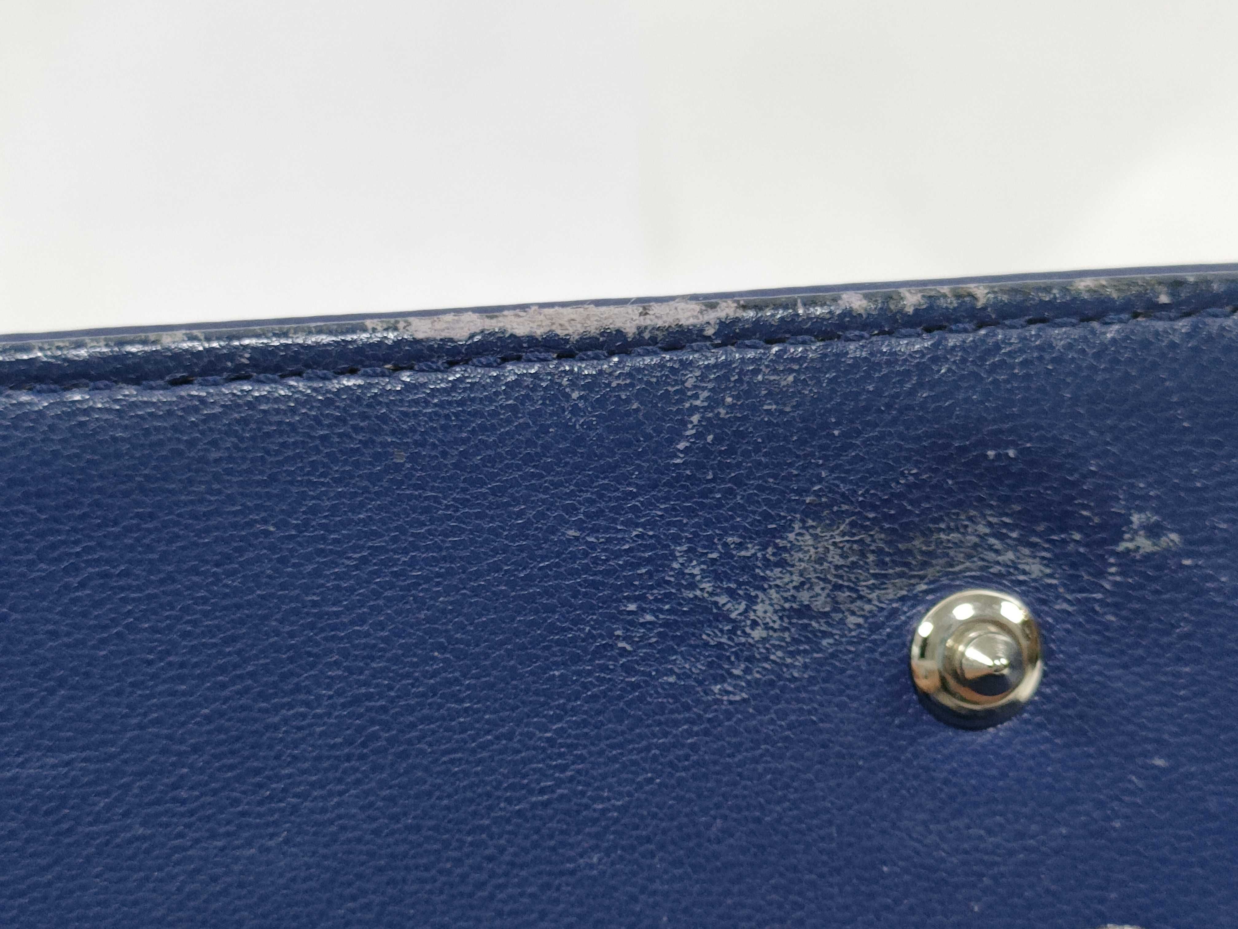 SG-Christian Diorama Leather Chain Wallet Blue Diorama Shoulder Bag — view 11