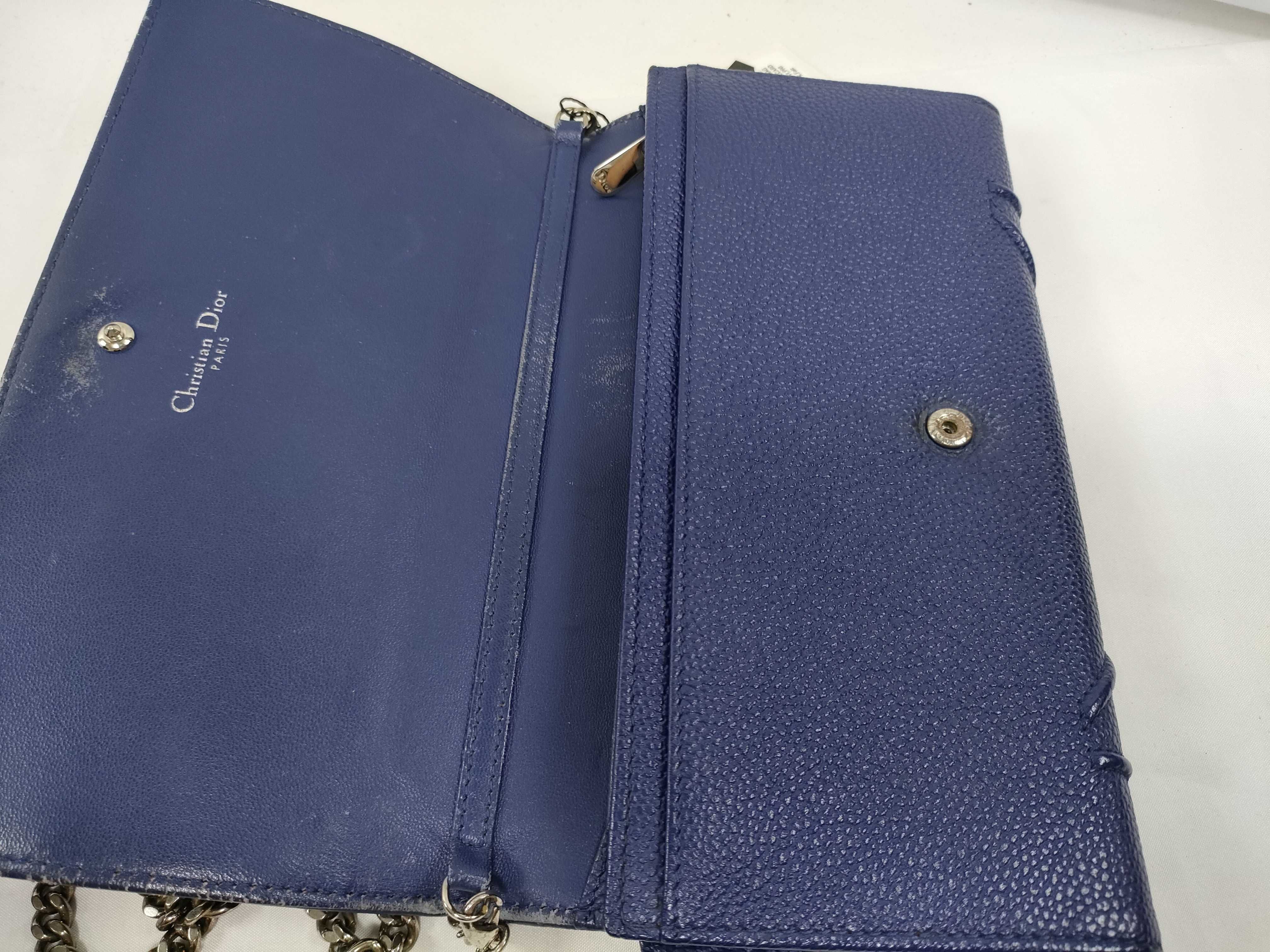 SG-Christian Diorama Leather Chain Wallet Blue Diorama Shoulder Bag — view 7