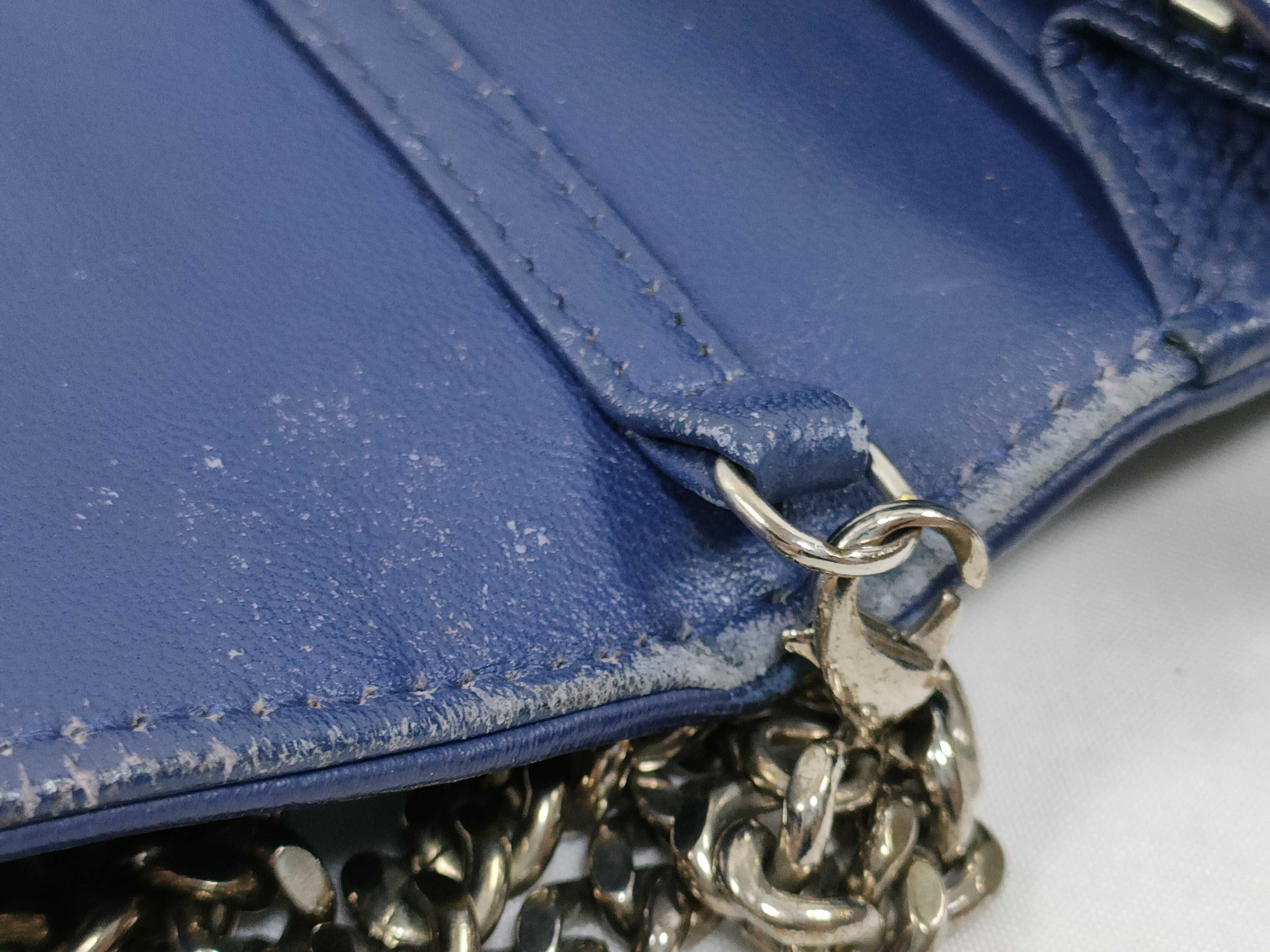SG-Christian Diorama Leather Chain Wallet Blue Diorama Shoulder Bag — view 9