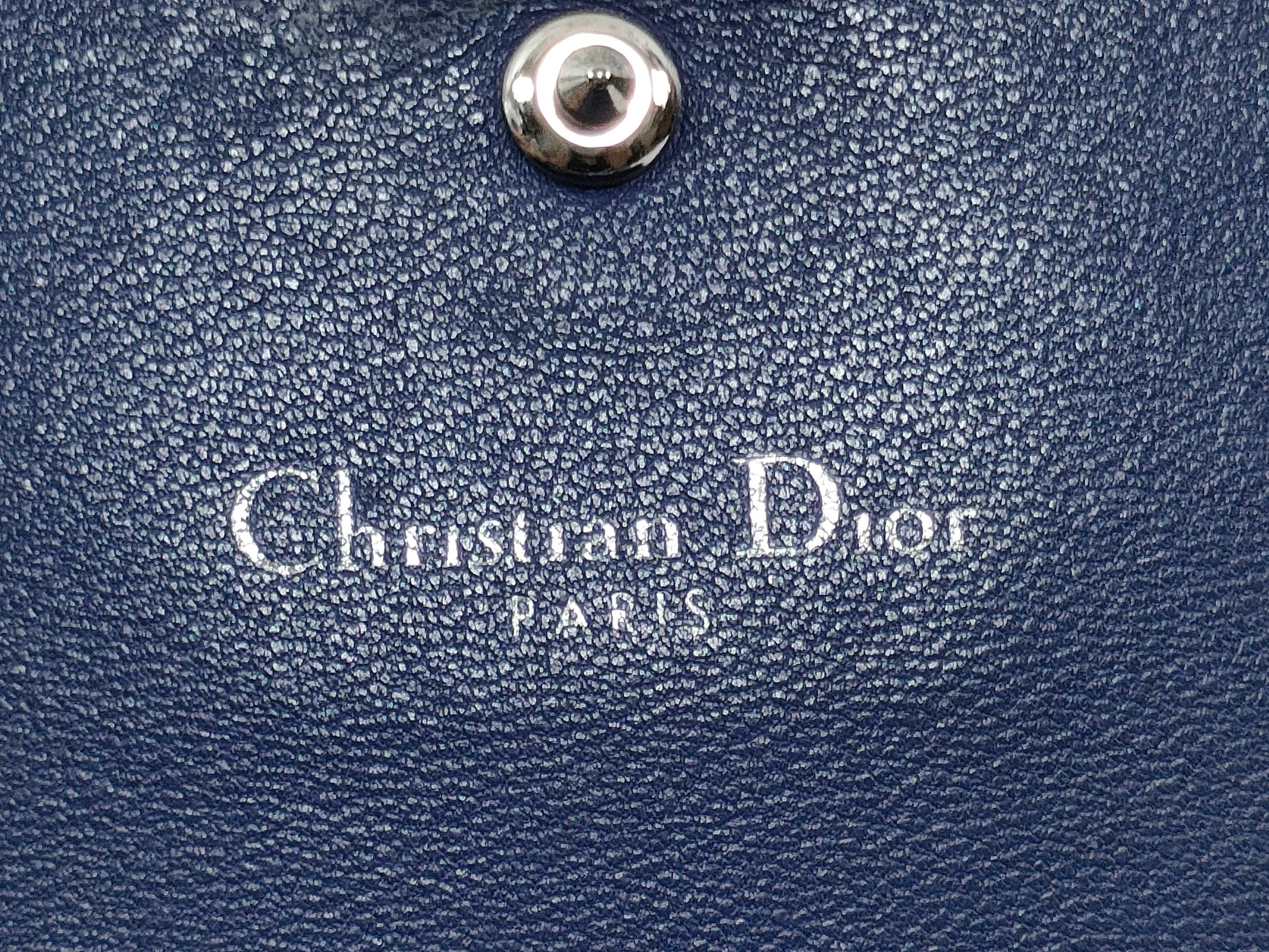 SG-Christian Diorama Leather Chain Wallet Blue Diorama Shoulder Bag — view 10