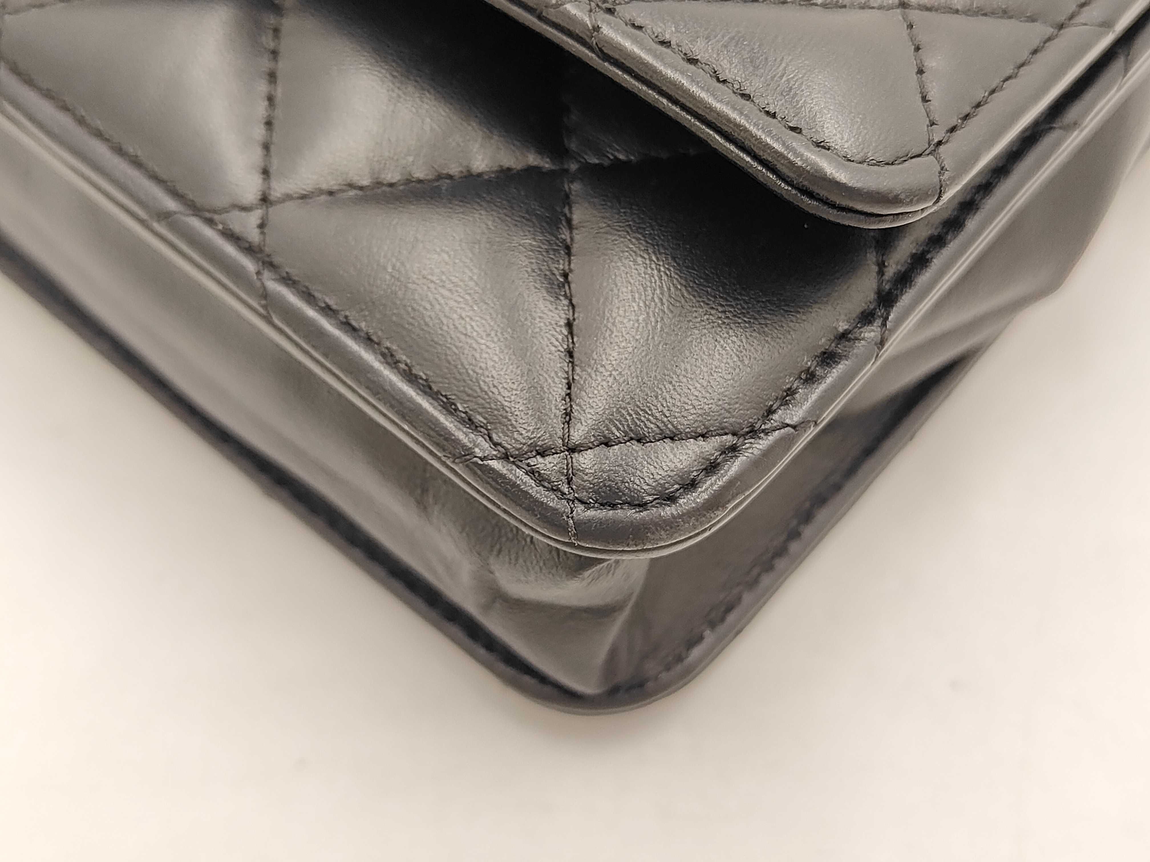 70328 Chain Wallet BK Black Metal Shoulder Bag — view 6