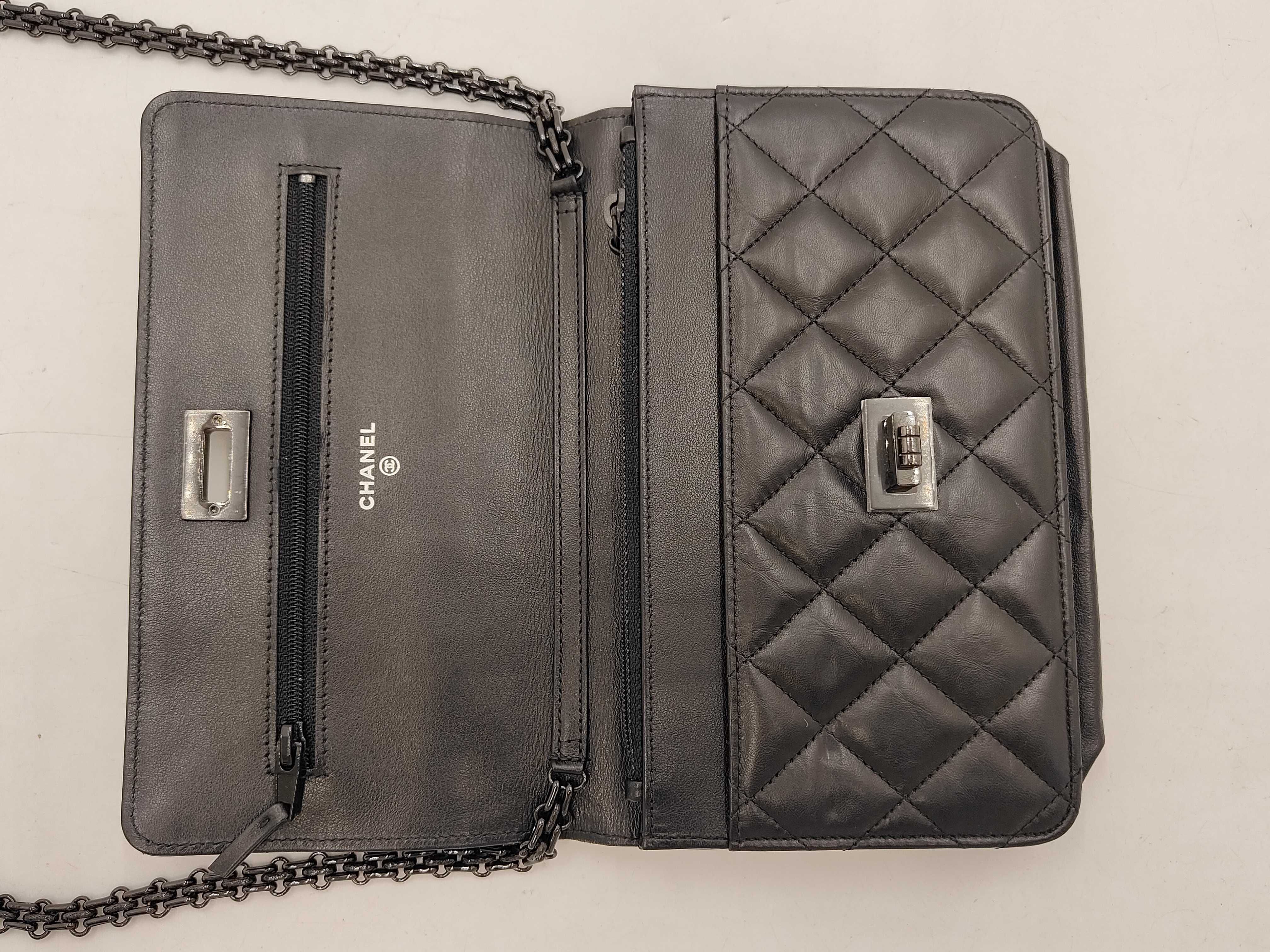 70328 Chain Wallet BK Black Metal Shoulder Bag — view 7