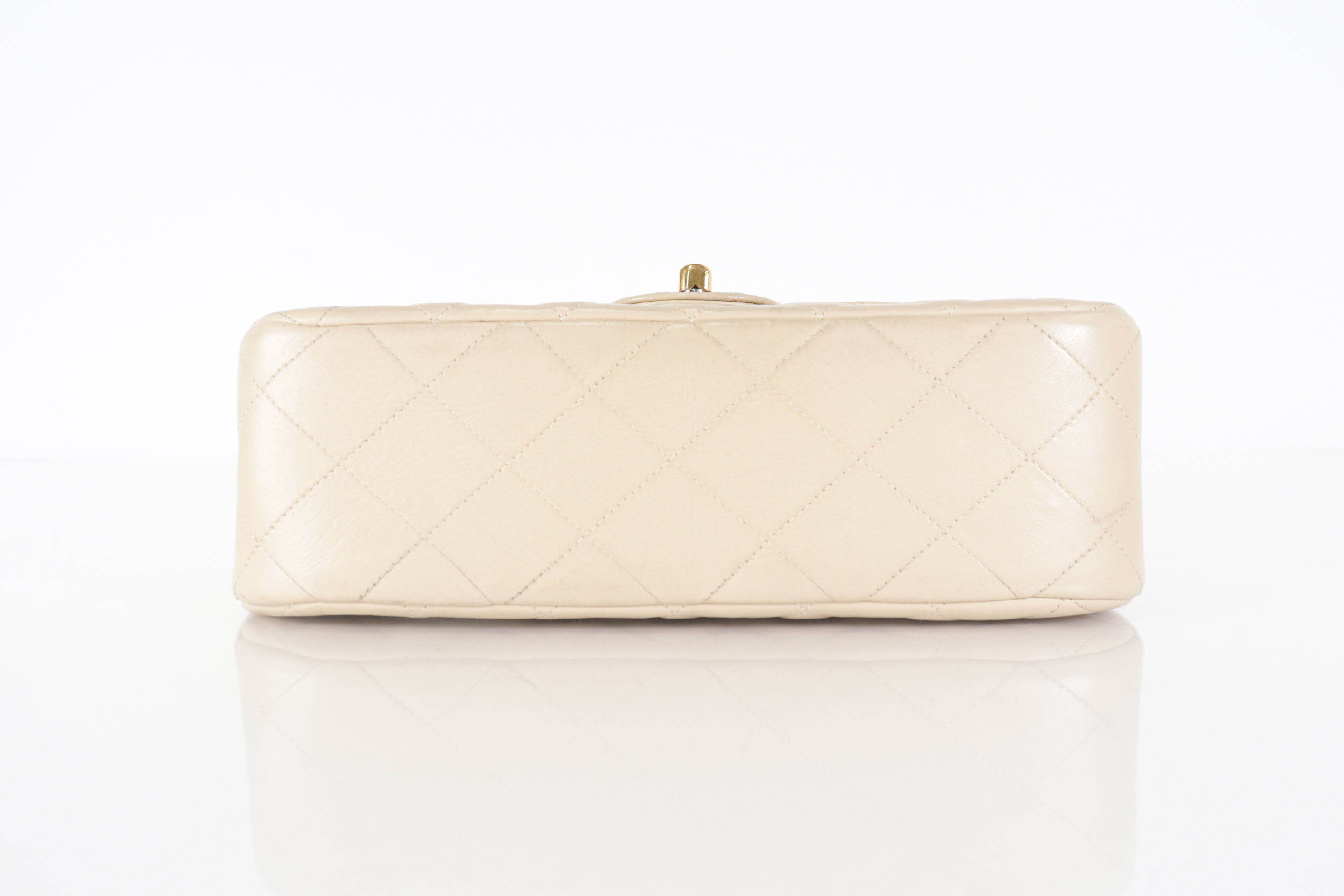 Matelassé Lambskin Round Flap Chain Shoulder Bag, Beige, Series 4 (Shoulder Bag) — view 7