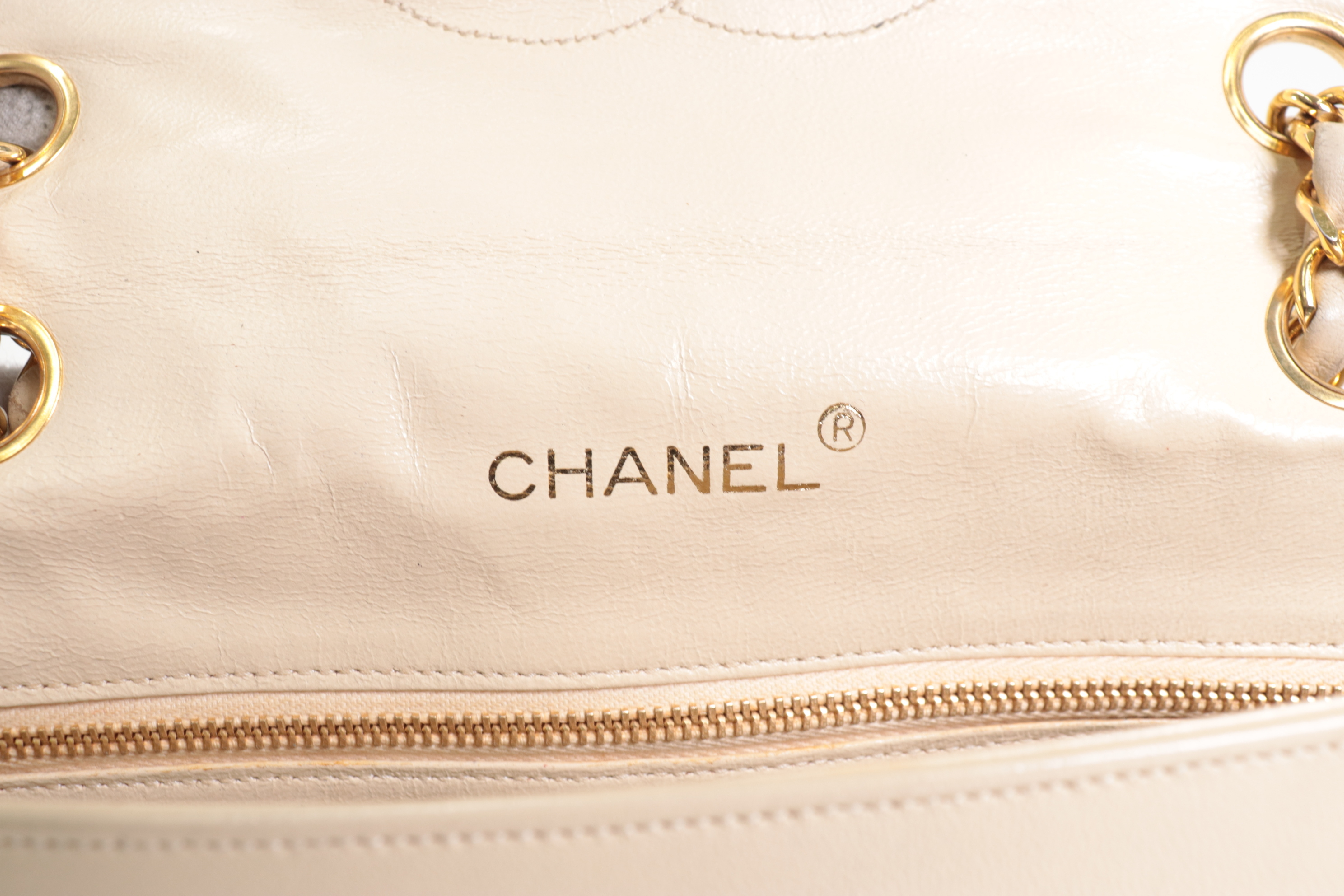 Matelassé Lambskin Round Flap Chain Shoulder Bag, Beige, Series 4 (Shoulder Bag) — view 8