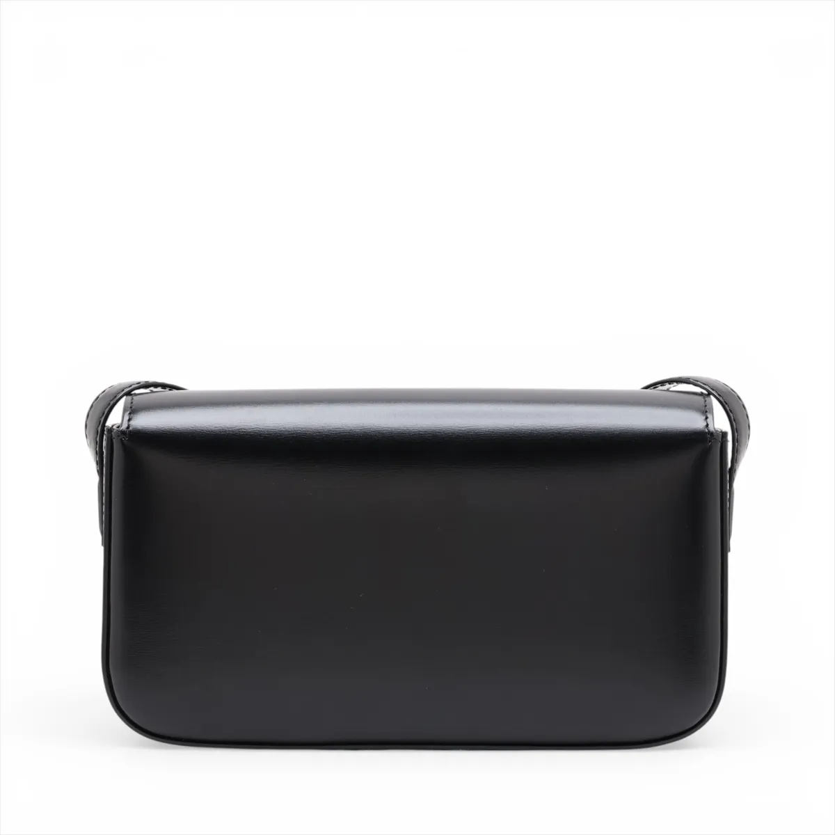 Triomphe Claude Leather Shoulder Bag, Black — view 2