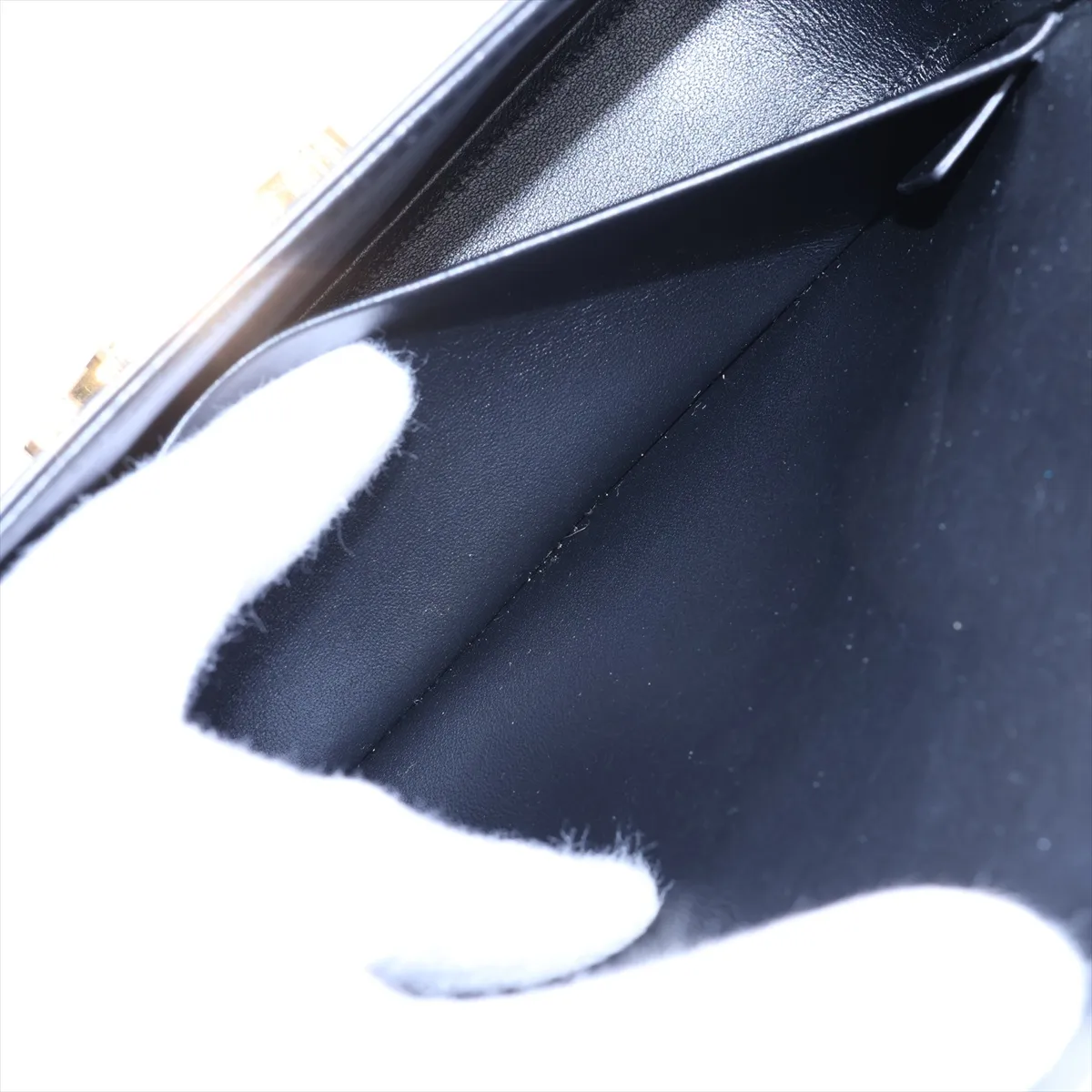 Triomphe Claude Leather Shoulder Bag, Black — view 7