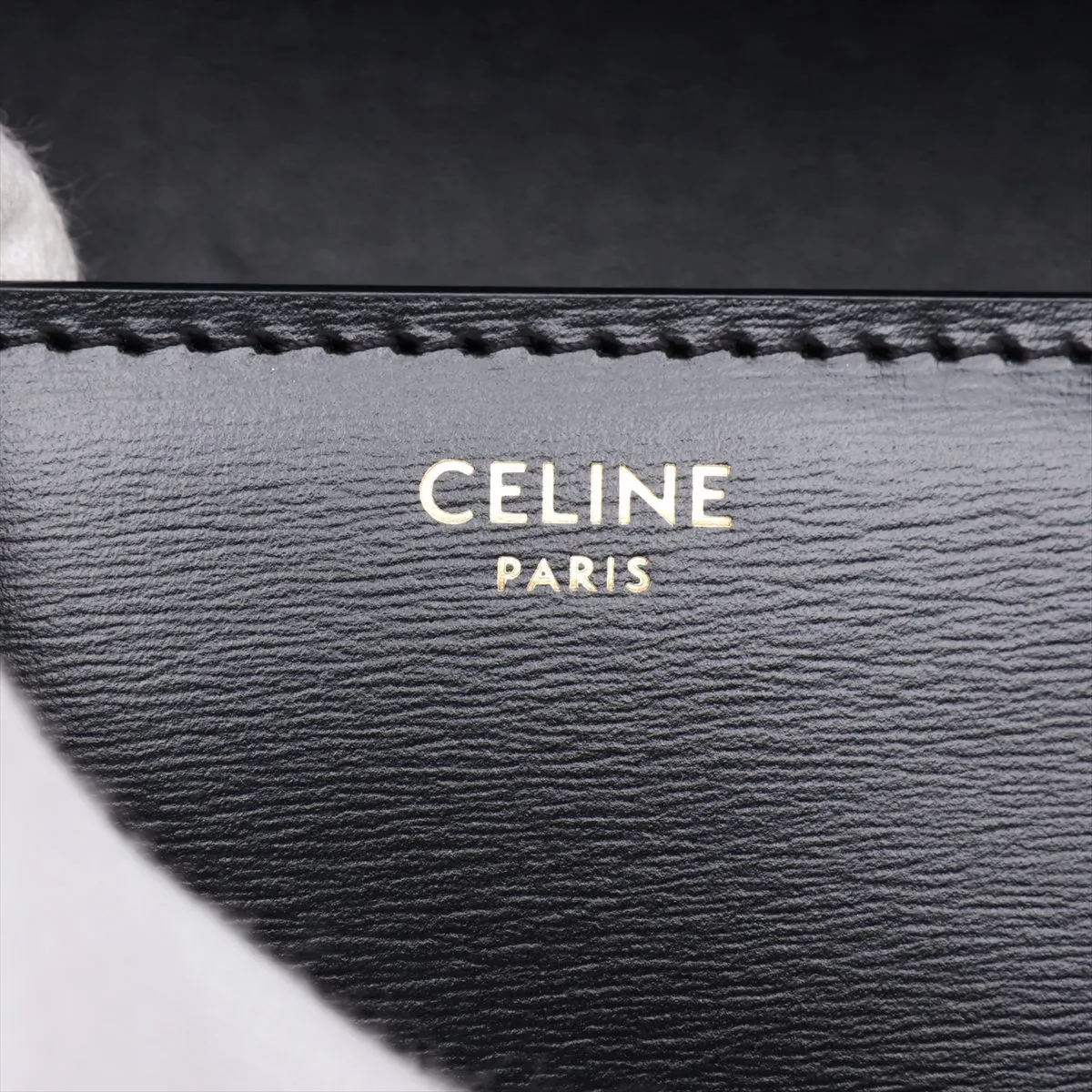 Triomphe Claude Leather Shoulder Bag, Black — view 8