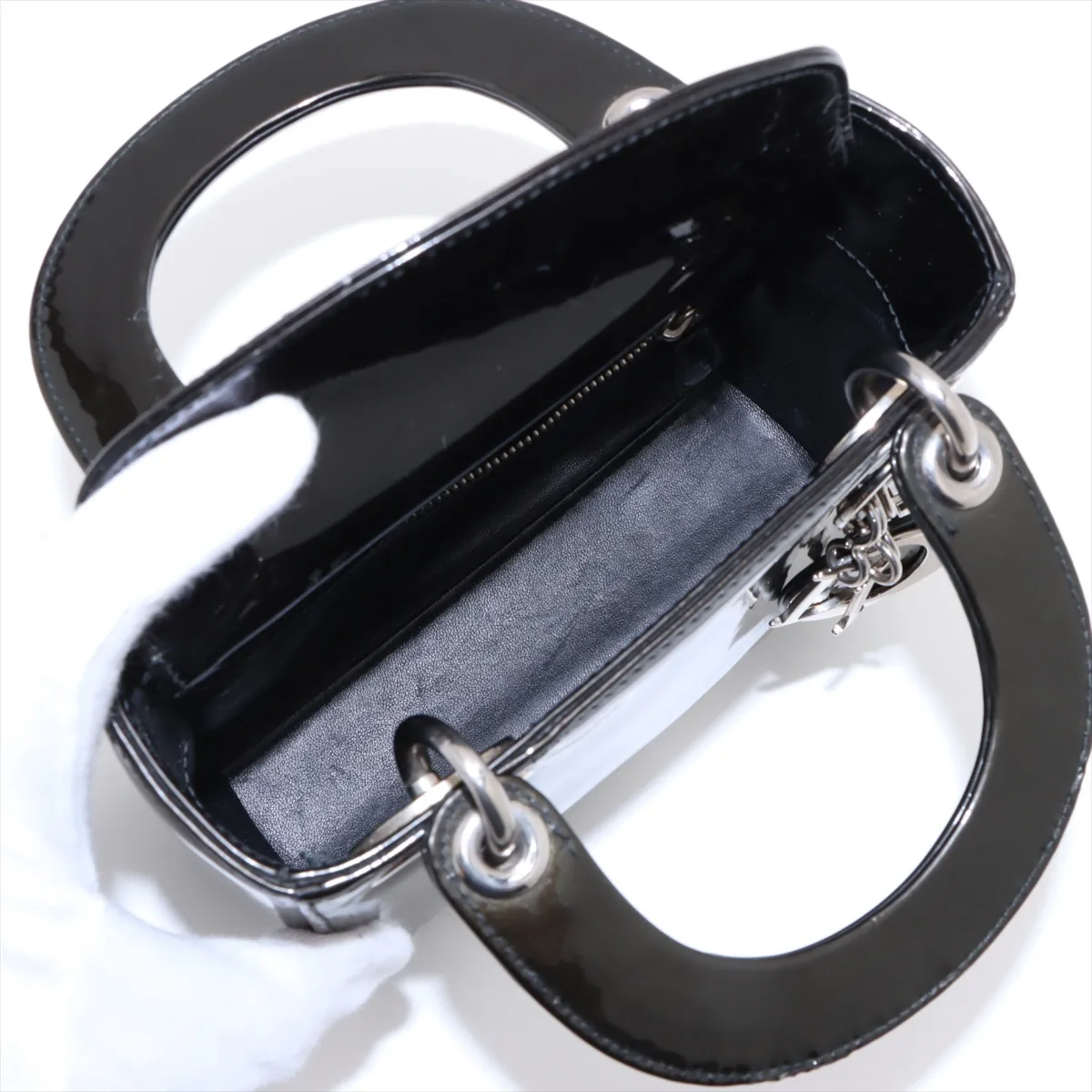Lady Dior Patent Leather 2WAY Handbag Green — view 8