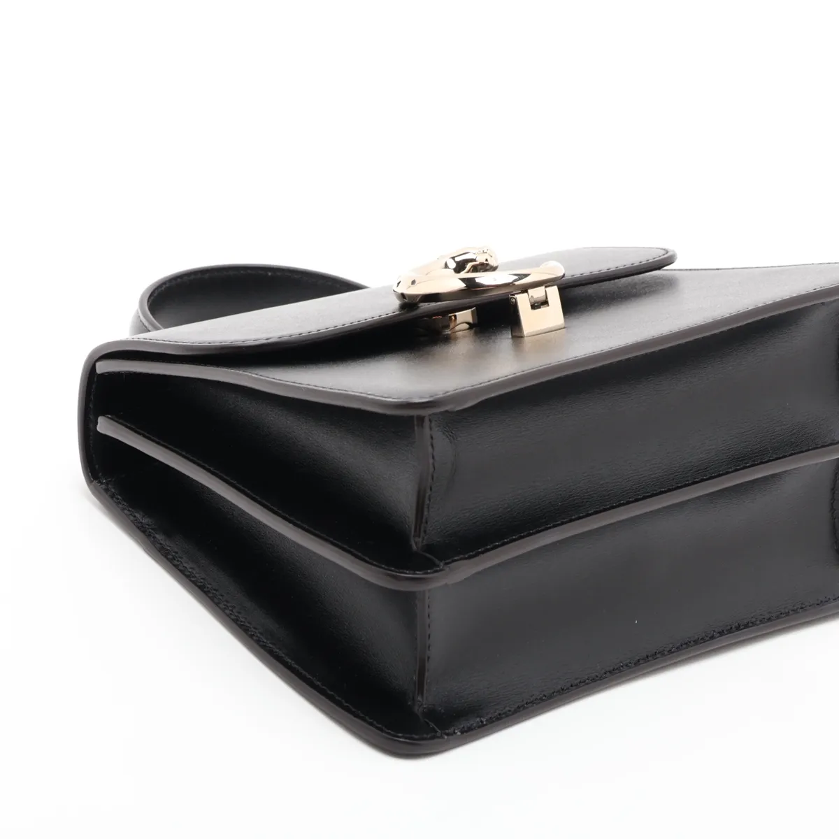 Panthère Leather 2-Way Handbag, Black, with Mirror — view 4