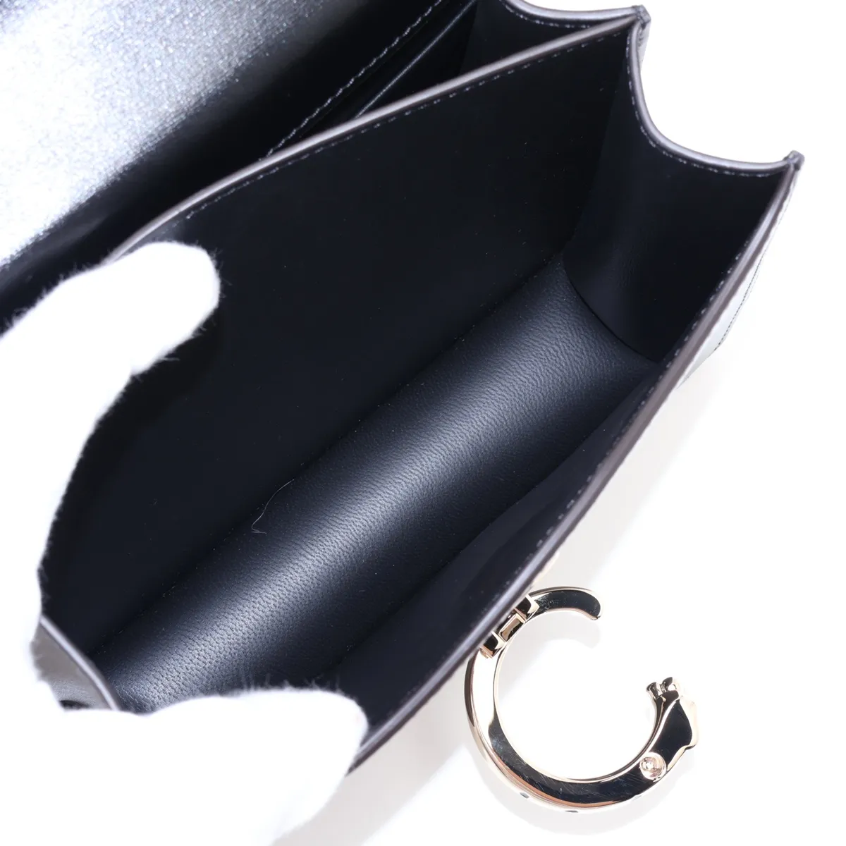 Panthère Leather 2-Way Handbag, Black, with Mirror — view 8