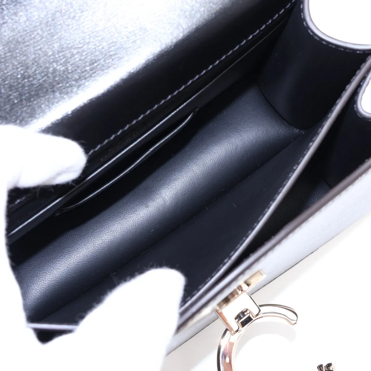 Panthère Leather 2-Way Handbag, Black, with Mirror — view 9