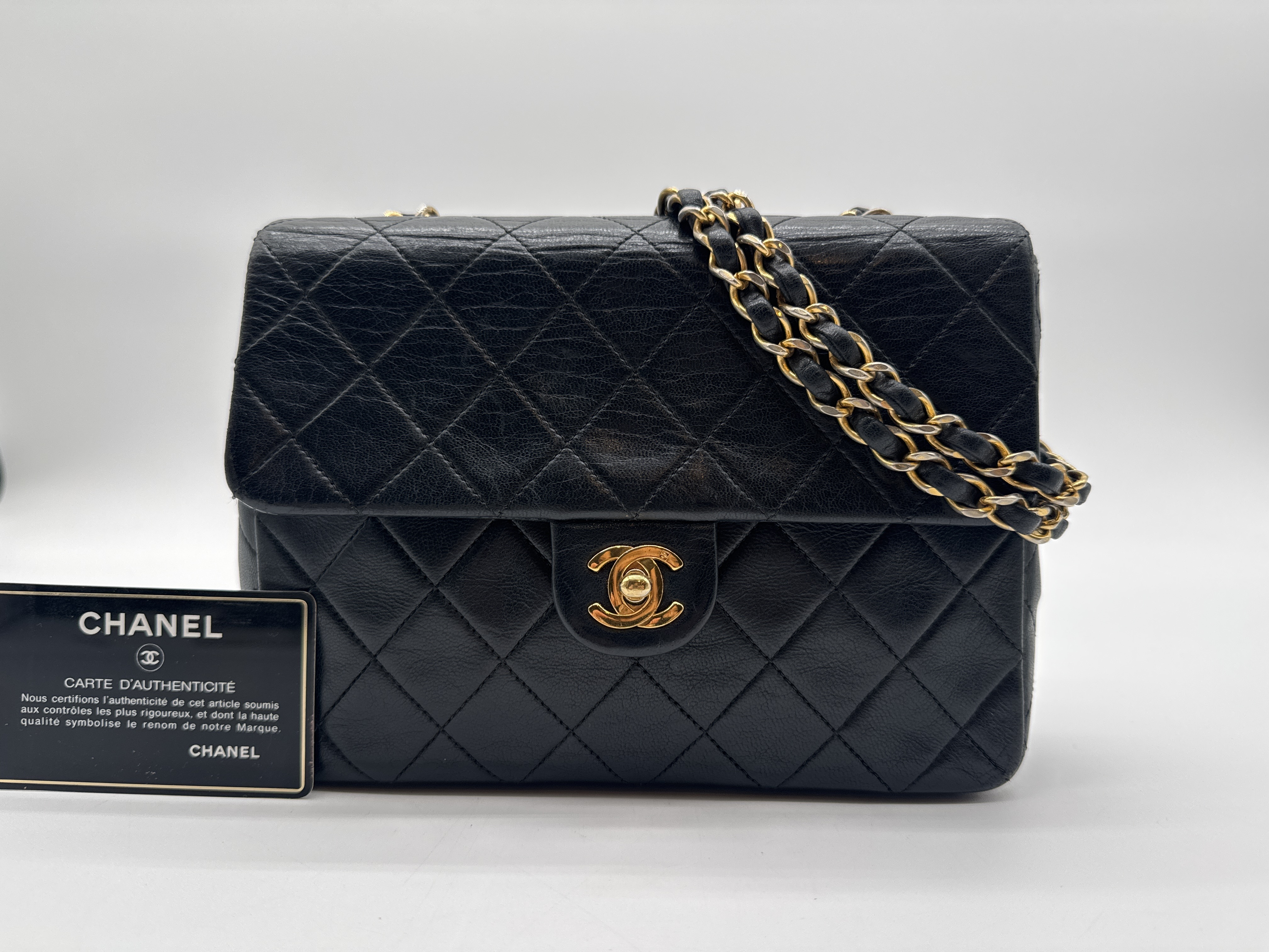 Lambskin Mini Matelassé 20 Black Shoulder Bag