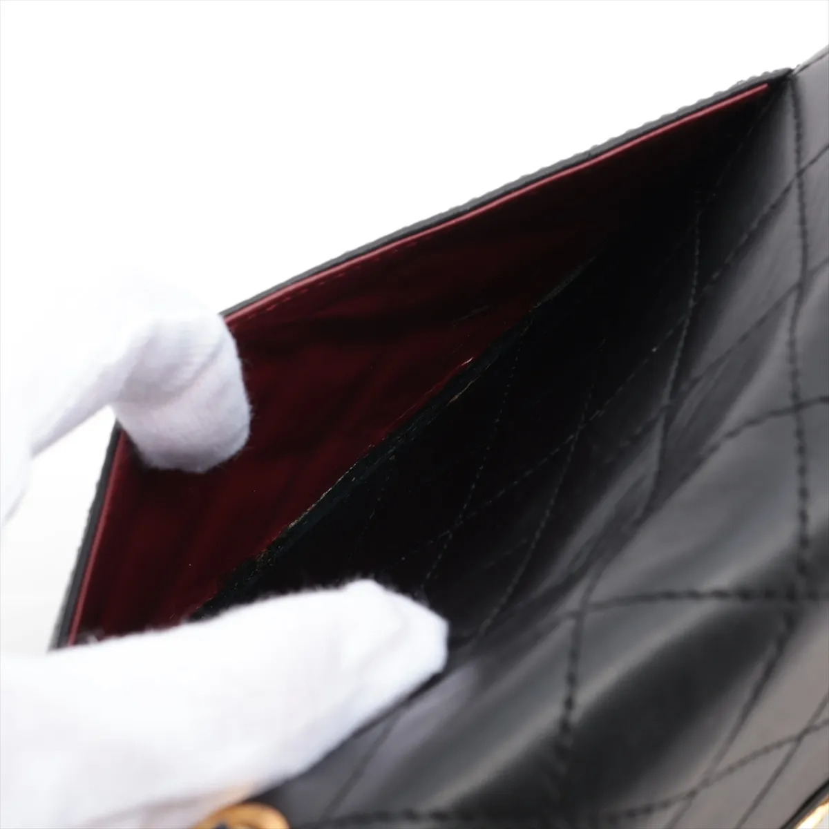 Matelasse Lambskin Double Flap Double Chain Bag Paris Limited Black Gold Hardware 411811 Series 0 — view 12
