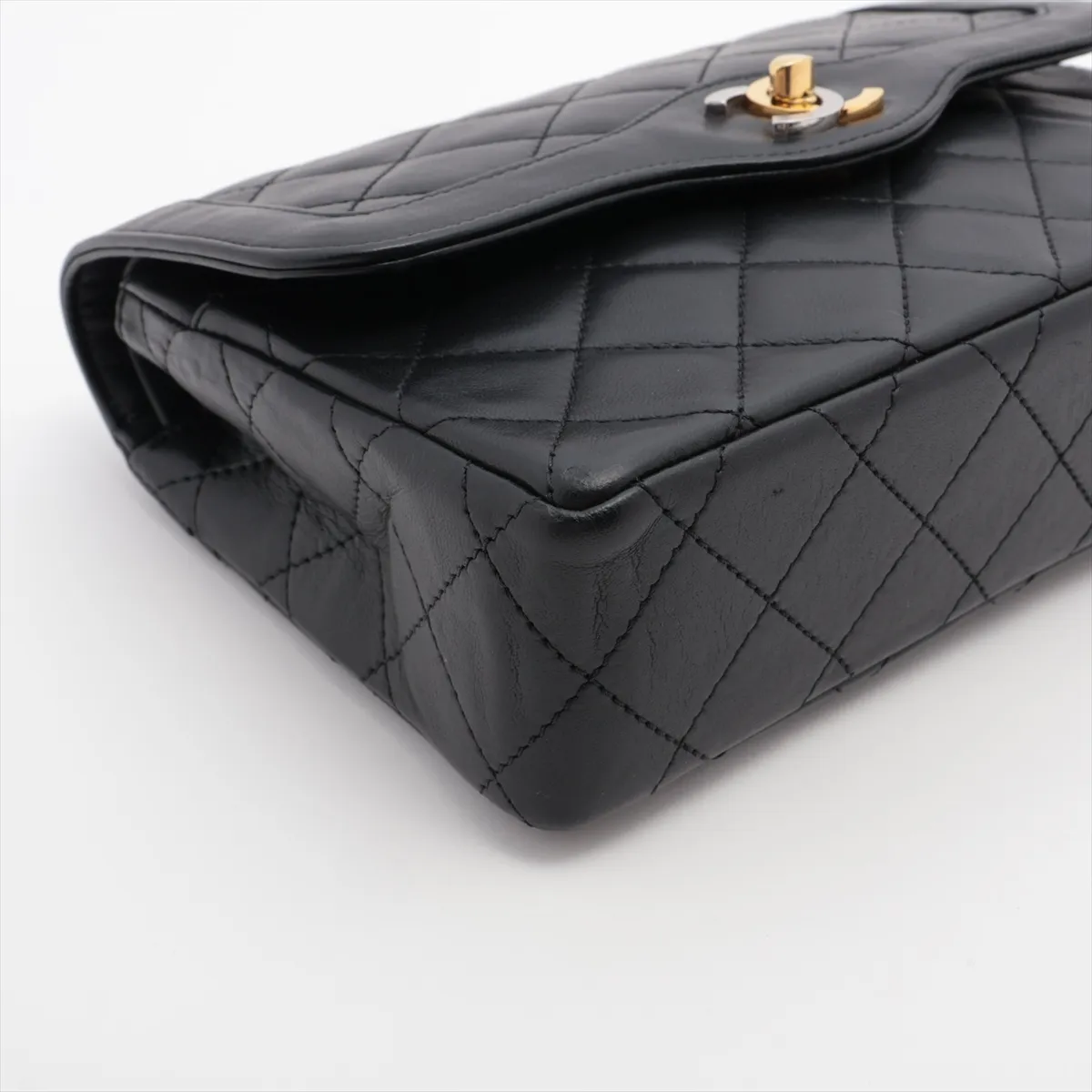 Matelasse Lambskin Double Flap Double Chain Bag Paris Limited Black Gold Hardware 411811 Series 0 — view 4
