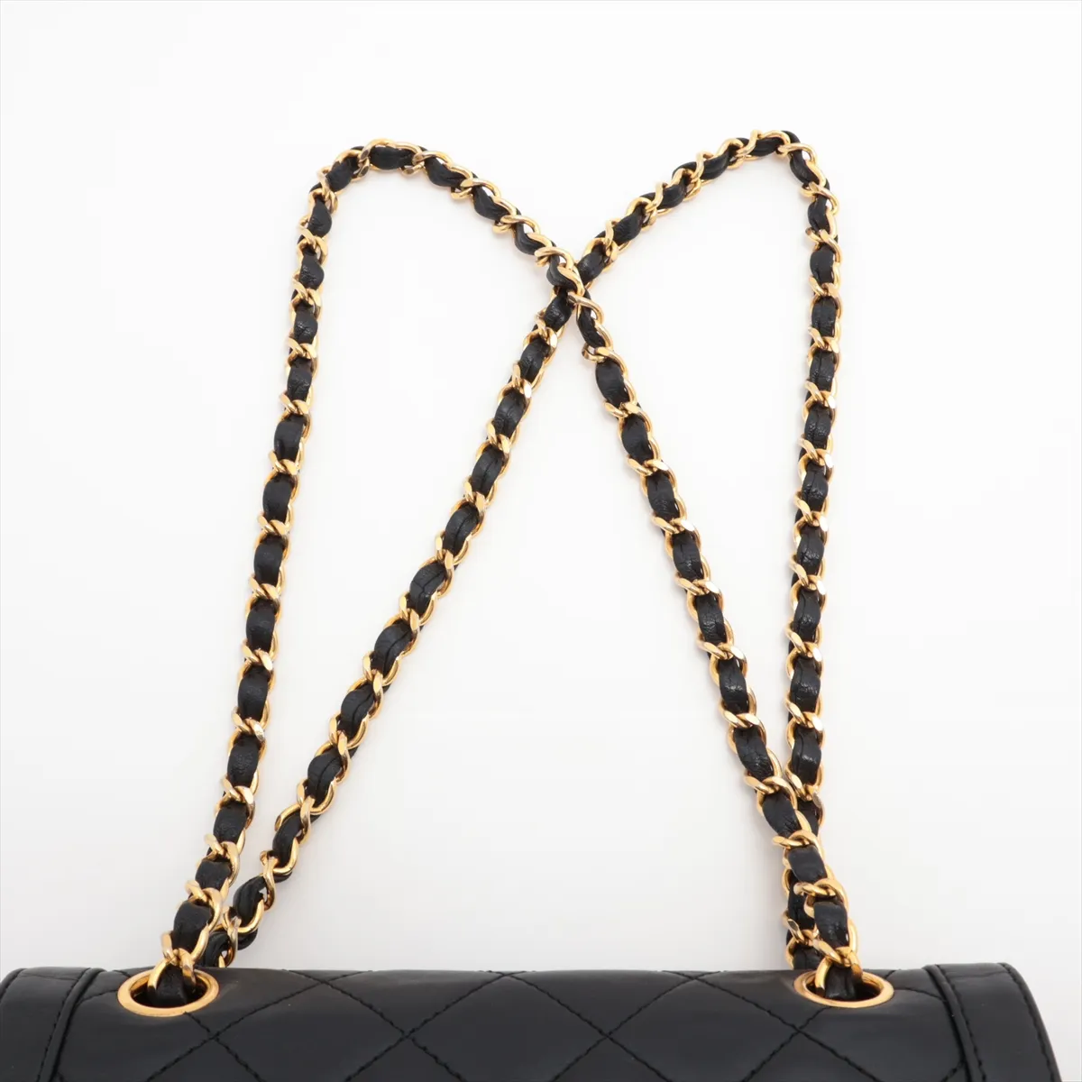 Matelasse Lambskin Double Flap Double Chain Bag Paris Limited Black Gold Hardware 411811 Series 0 — view 6
