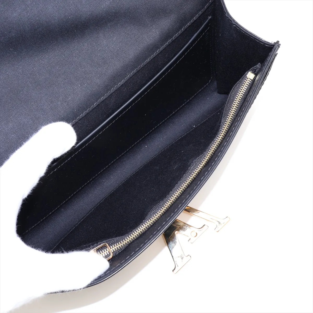 LV logo Pochette Louise EM NM M51634 PL4114 Black — view 5