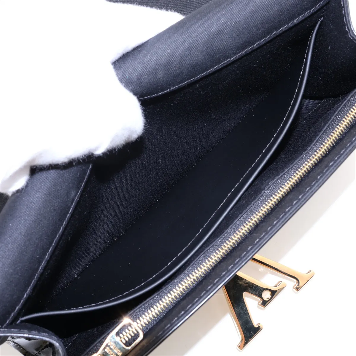 LV logo Pochette Louise EM NM M51634 PL4114 Black — view 6