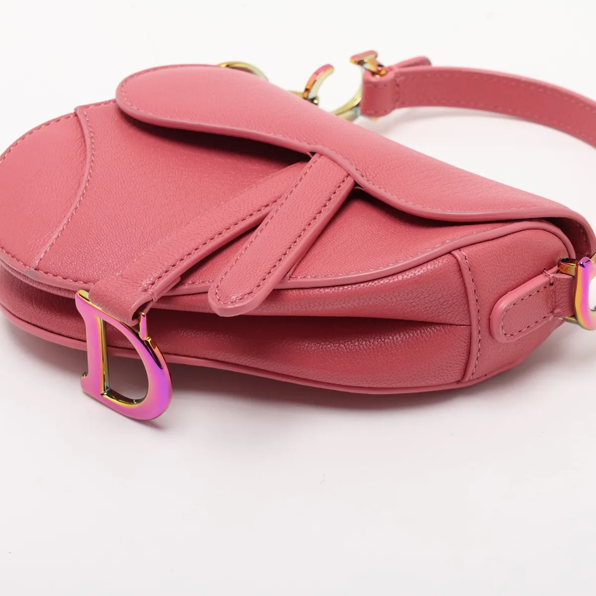 Saddle Bag Leather Handbag Pink — view 3