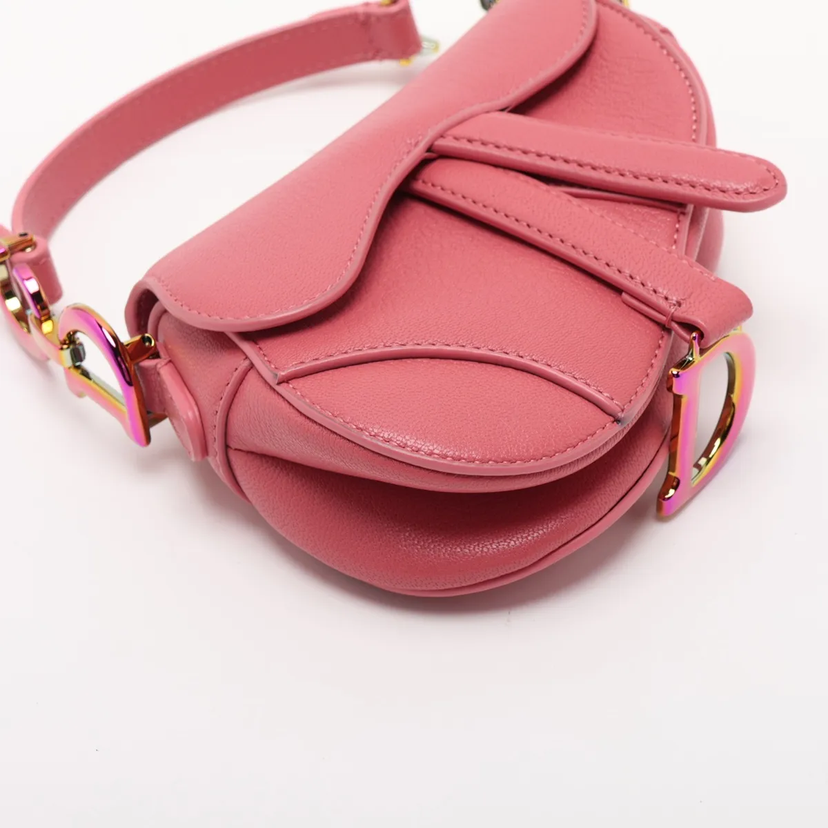 Saddle Bag Leather Handbag Pink — view 4
