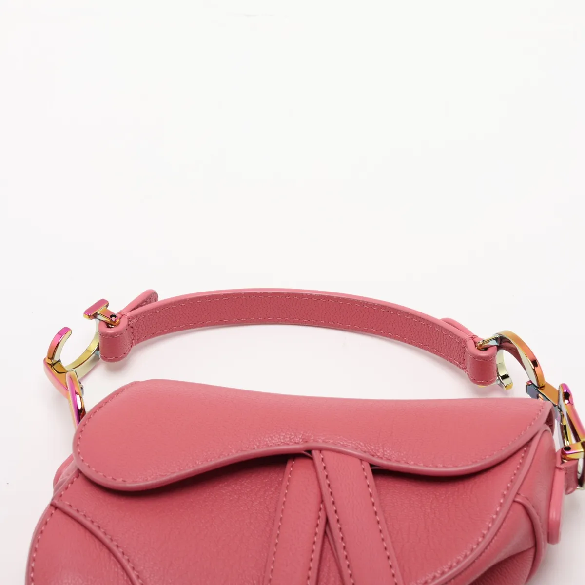 Saddle Bag Leather Handbag Pink — view 6