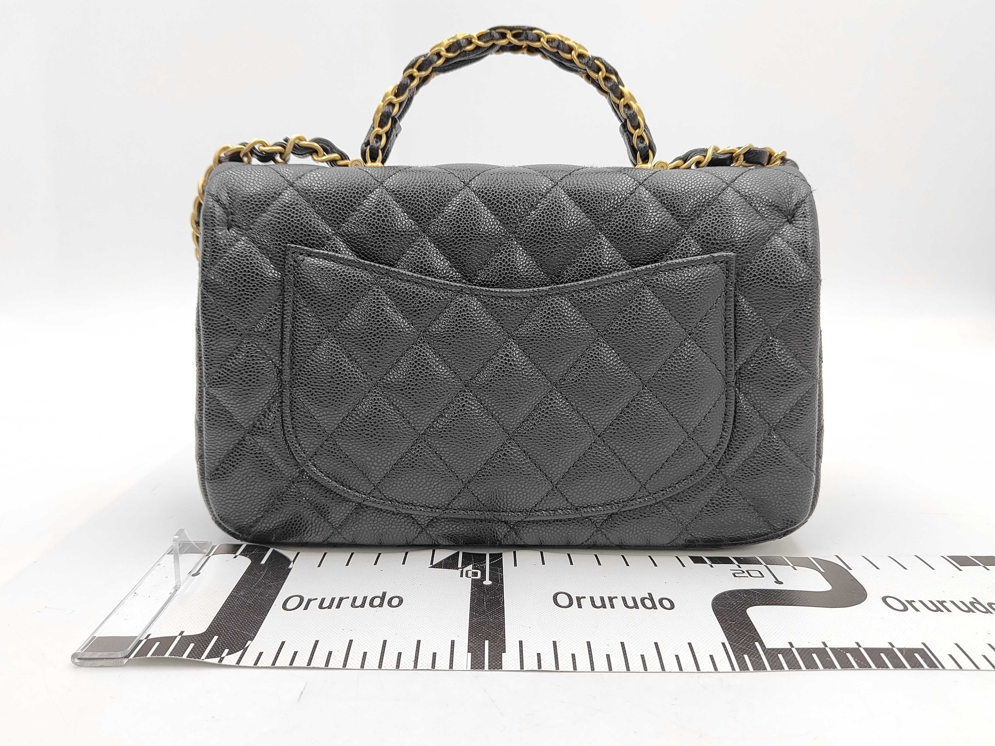 Caviar Skin Top Handle Shoulder Bag AS5702 Black with Gold Hardware — view 2