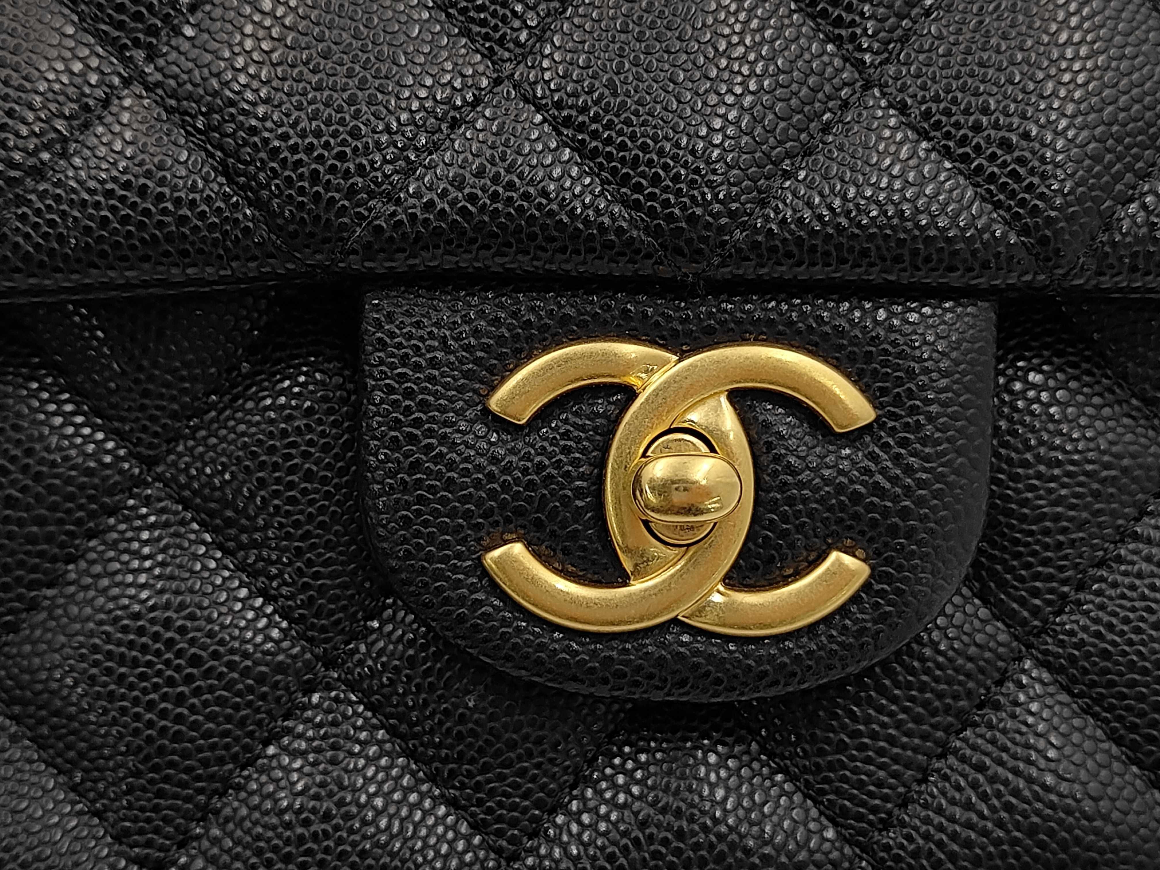 Caviar Skin Top Handle Shoulder Bag AS5702 Black with Gold Hardware — view 14
