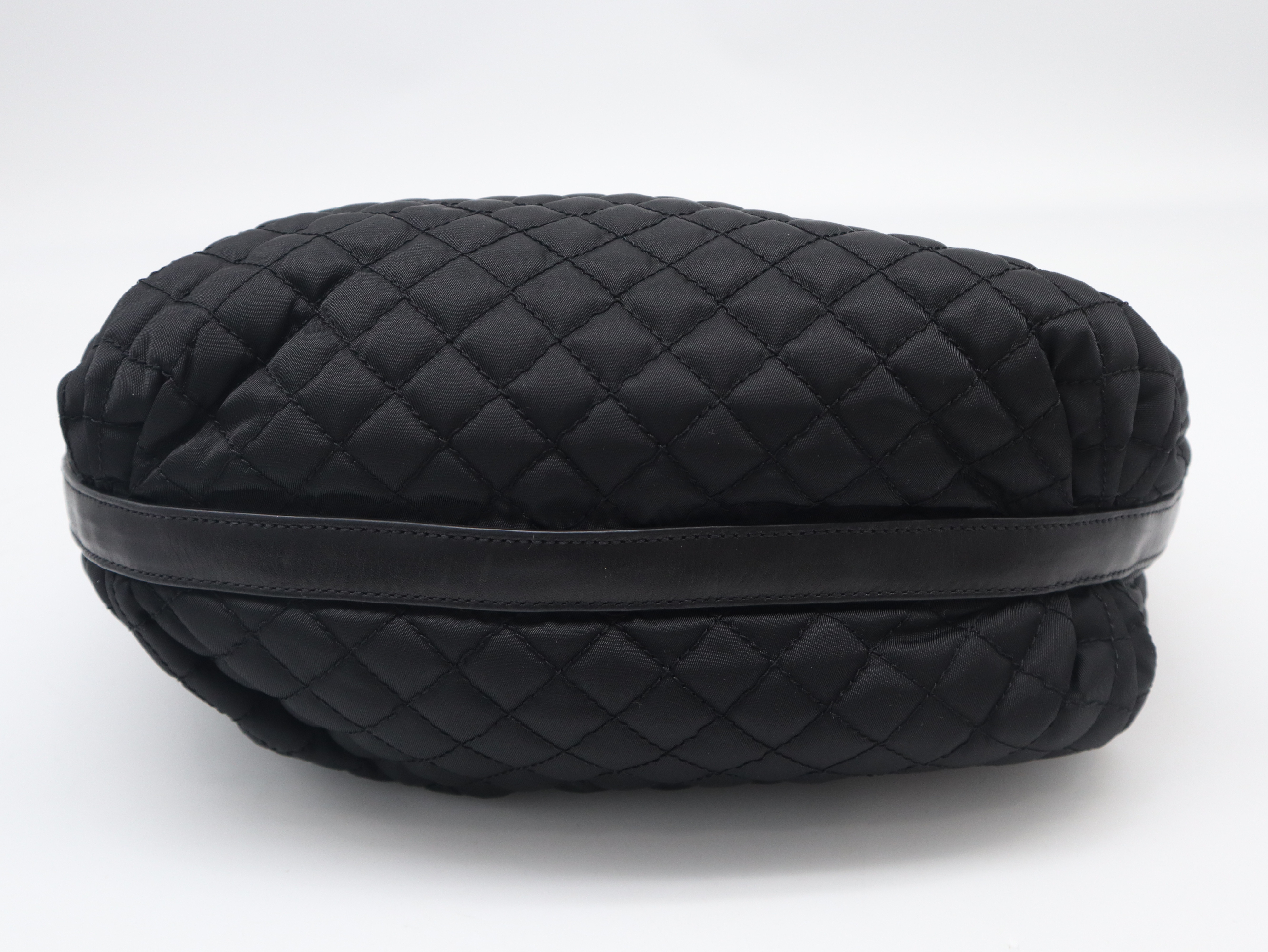 WS30688 Nylon x Leather Shoulder Bag, Quilted, Black Shoulder Bag — view 5