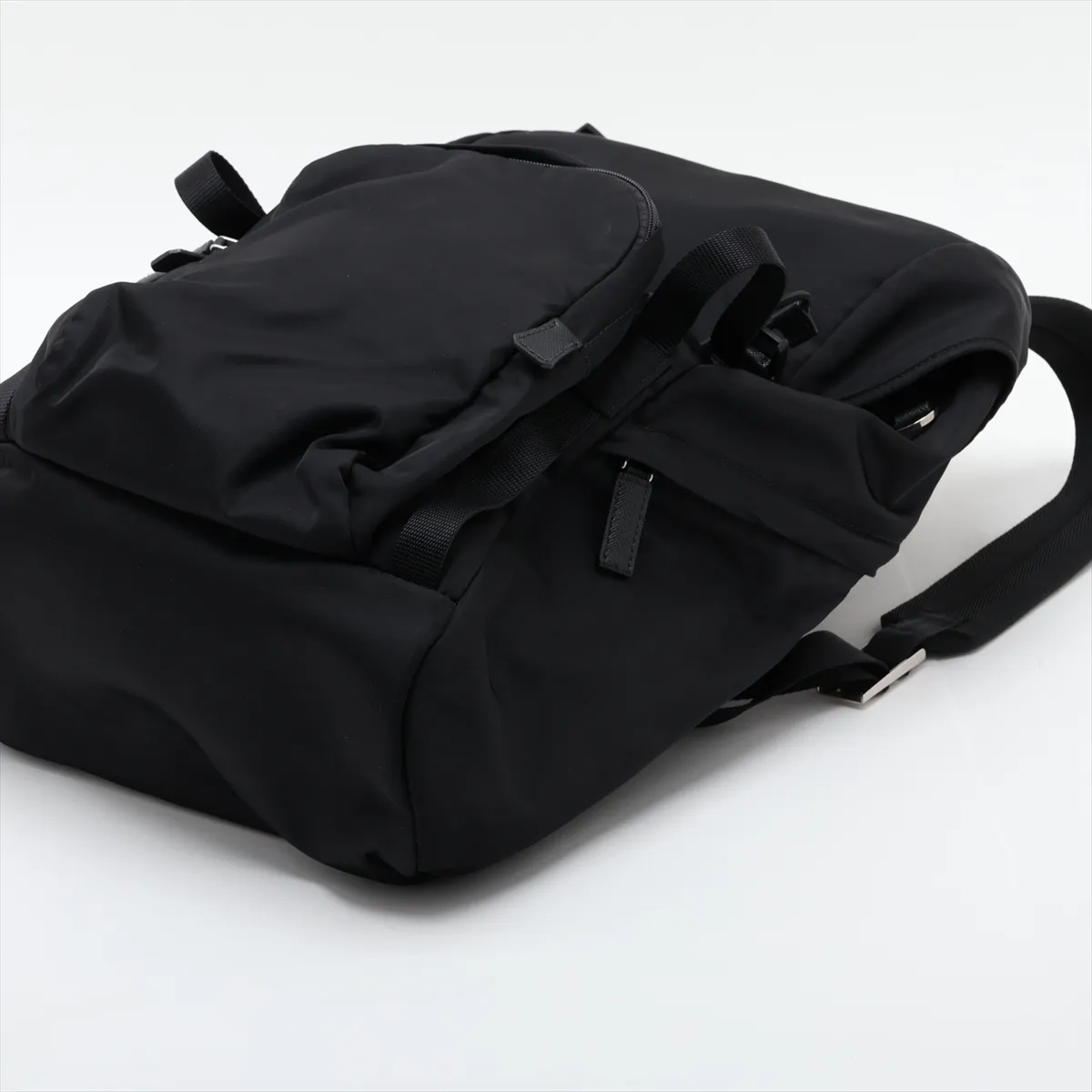 Tessuto Nylon x Leather Backpack/Rucksack, Black — view 3