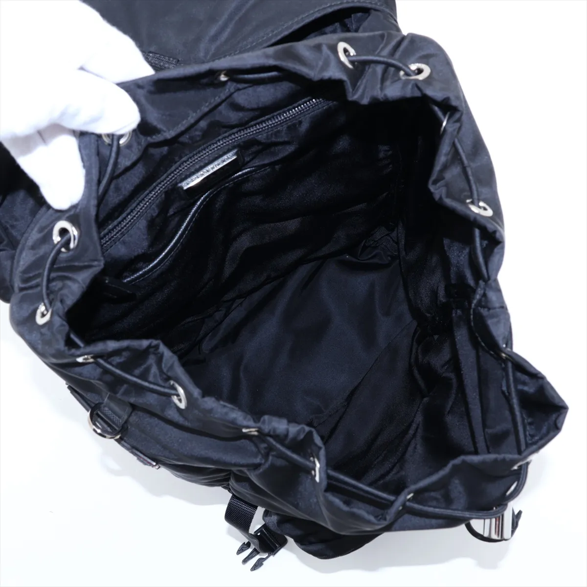 Tessuto Nylon x Leather Backpack/Rucksack, Black — view 7