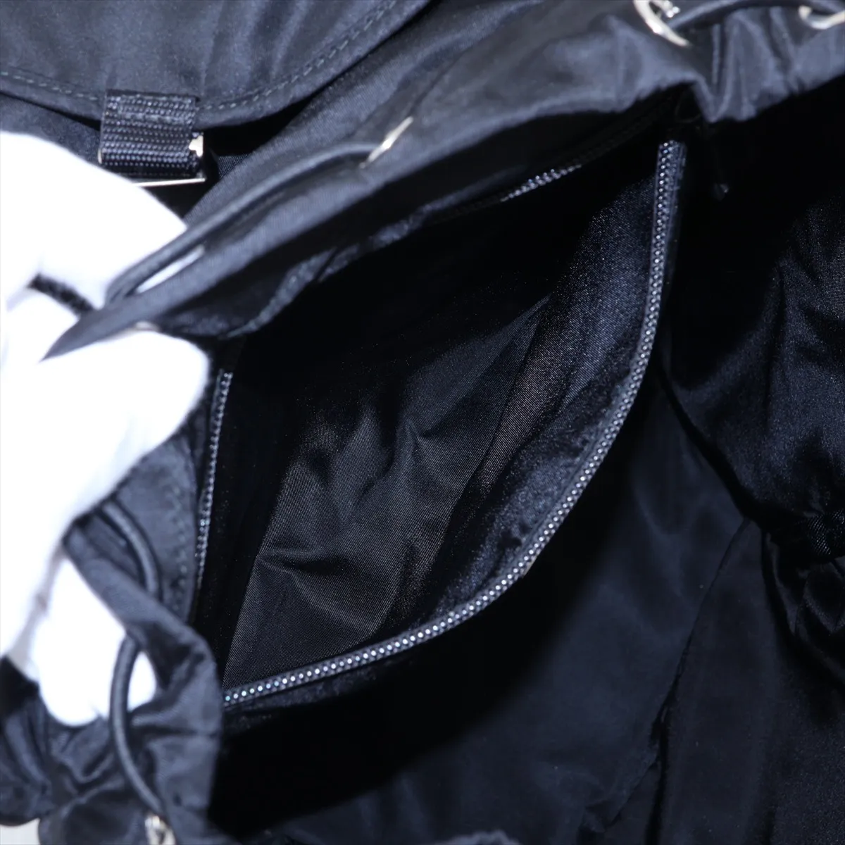 Tessuto Nylon x Leather Backpack/Rucksack, Black — view 8