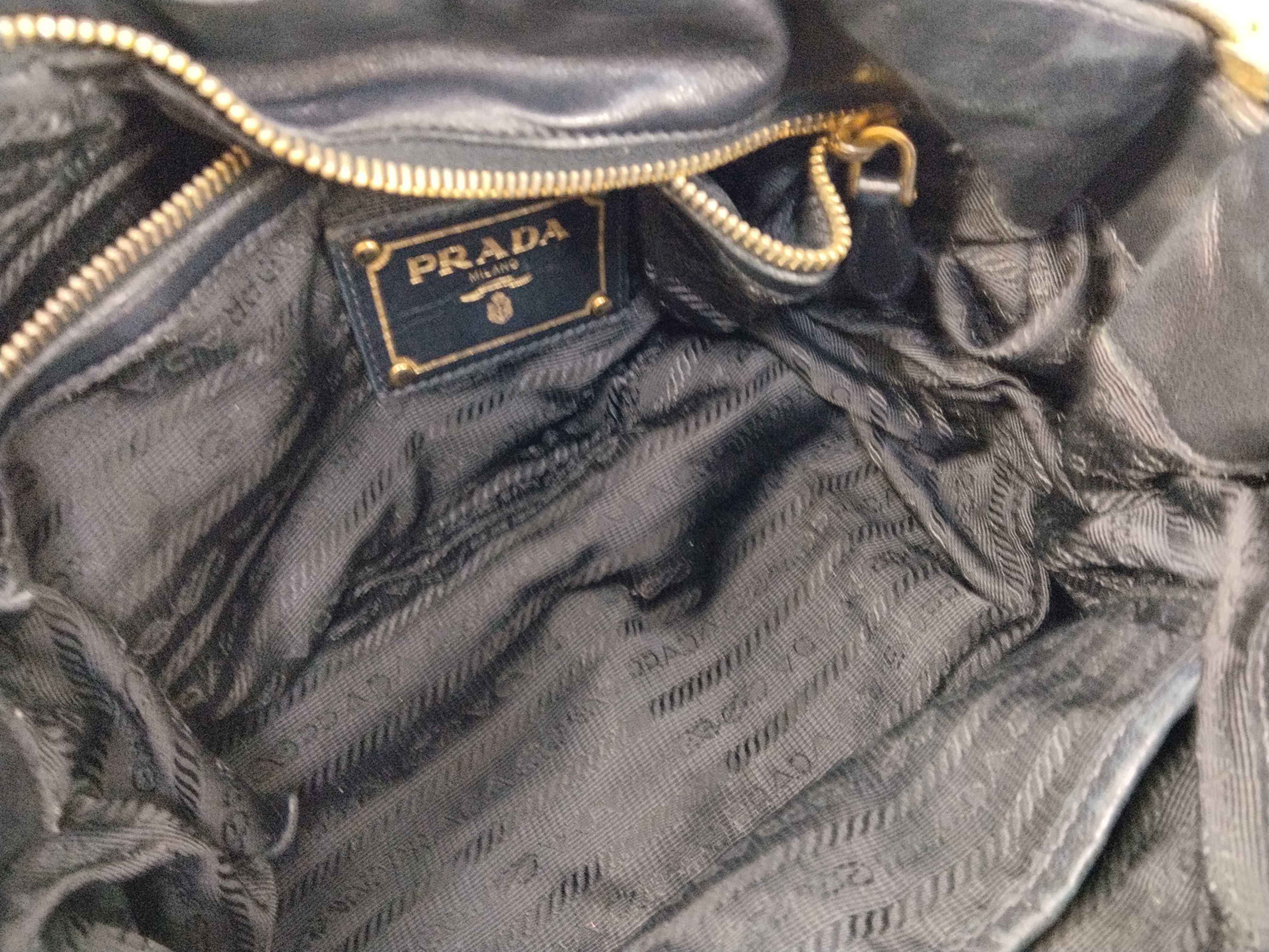 2-way bag with long strap, Nappa Gaufre gathered black handbag — view 11
