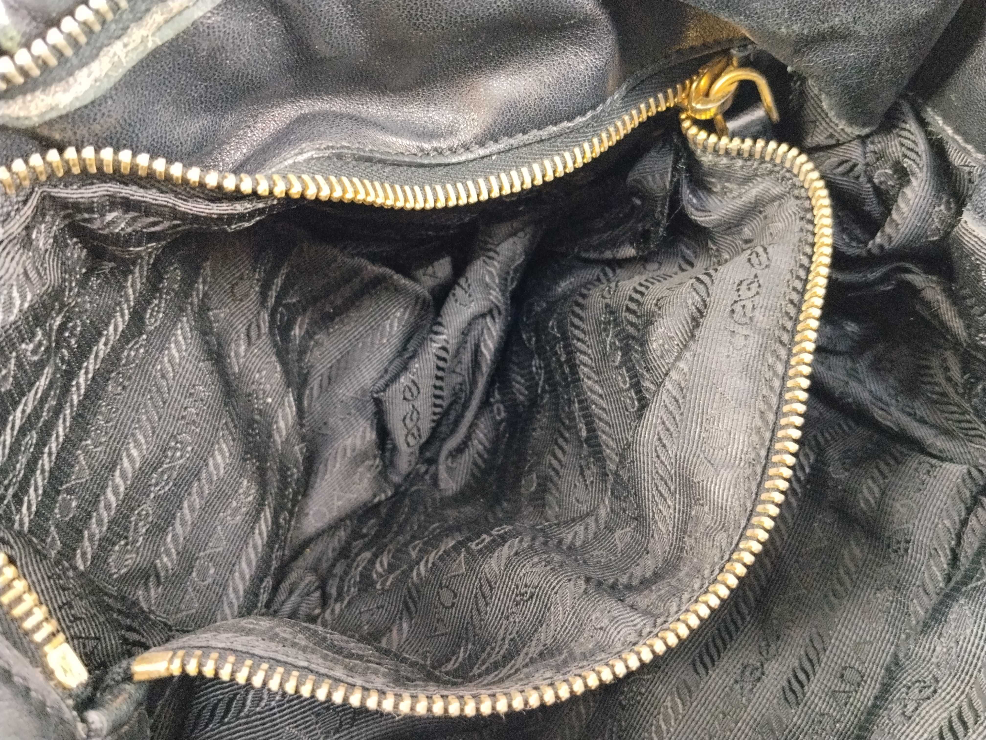 2-way bag with long strap, Nappa Gaufre gathered black handbag — view 13