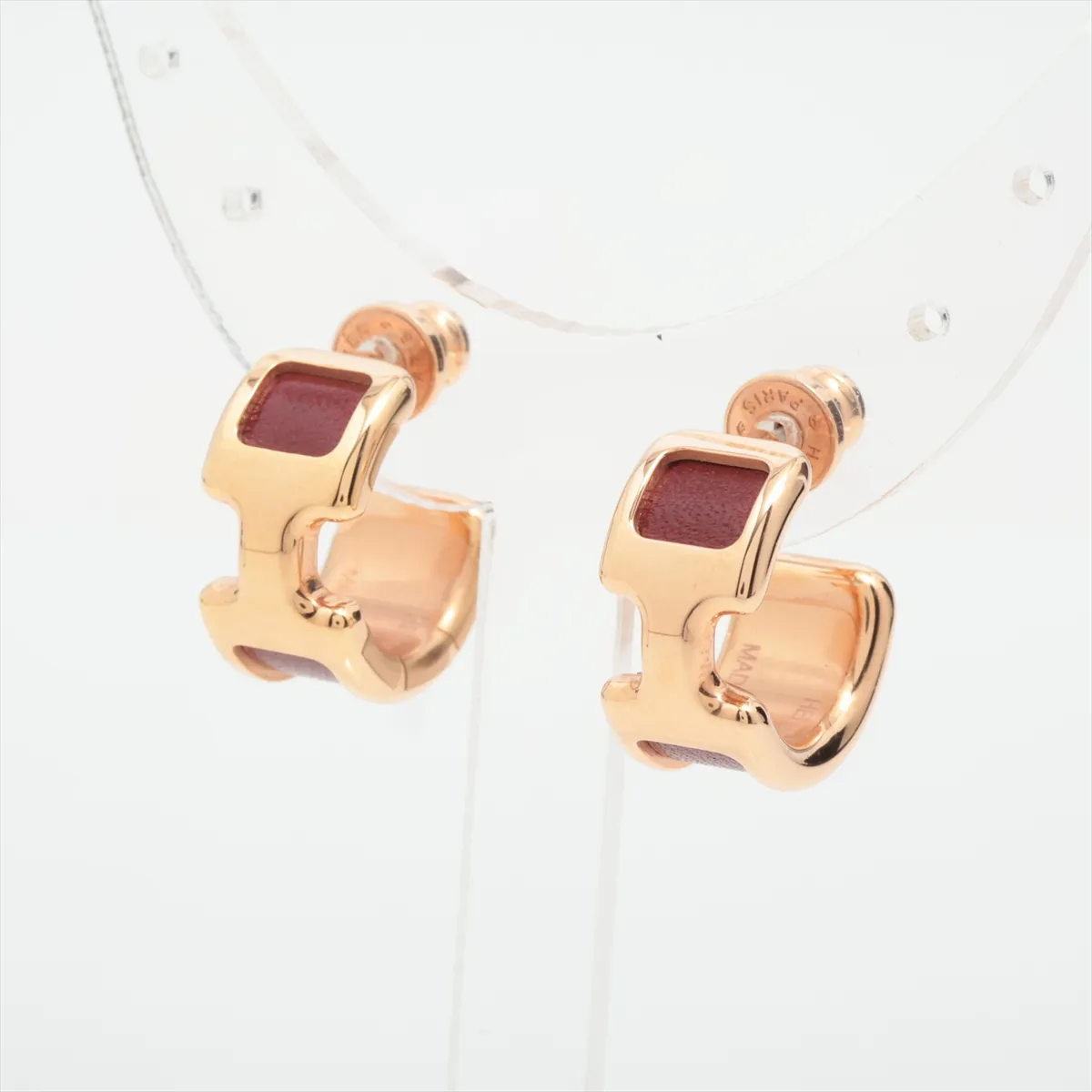 Olympe PM Earrings (Pair) GP x Leather Bordeaux x Gold