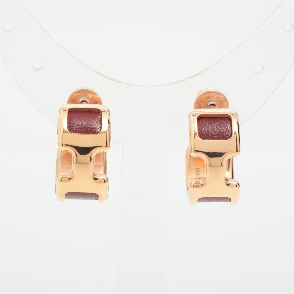 Olympe PM Earrings (Pair) GP x Leather Bordeaux x Gold — view 2