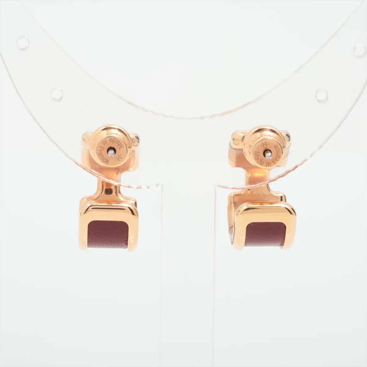 Olympe PM Earrings (Pair) GP x Leather Bordeaux x Gold — view 3